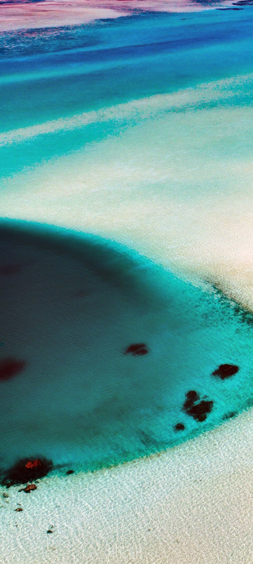 Abstract aerial view of turquoise water and sand HD Phone Wallpaper