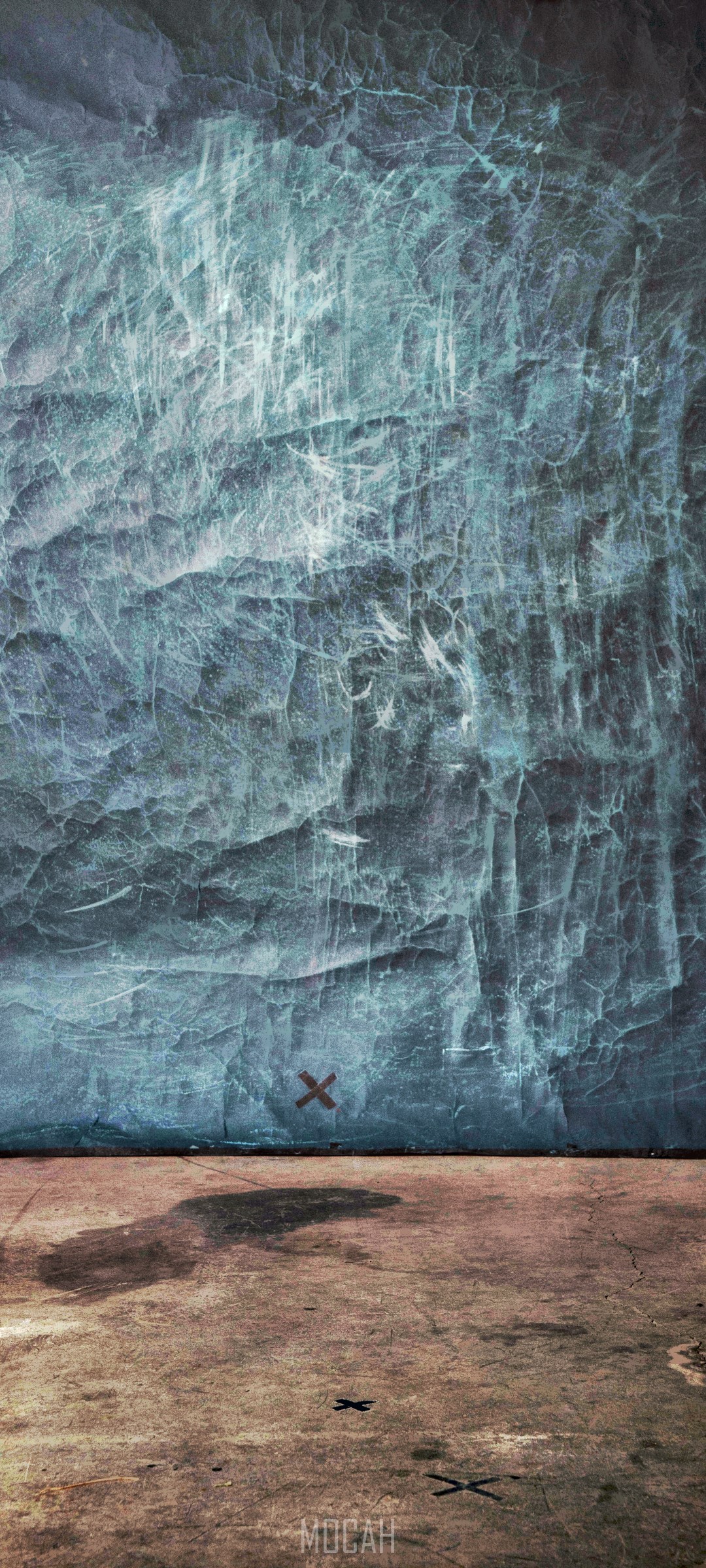 Concrete wall and floor with X marks HD Phone Wallpaper
