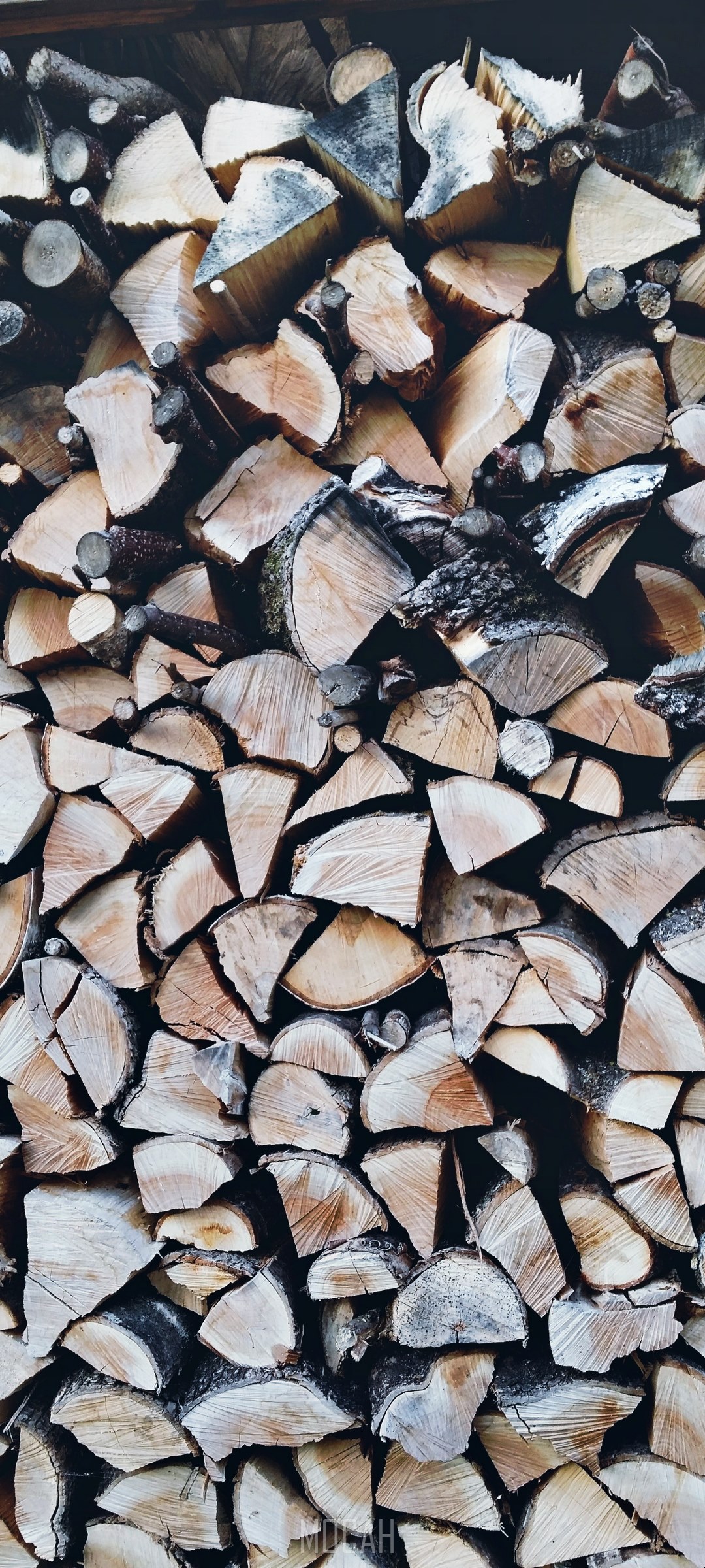 Pile of wedge-shaped firewood HD Phone Wallpaper