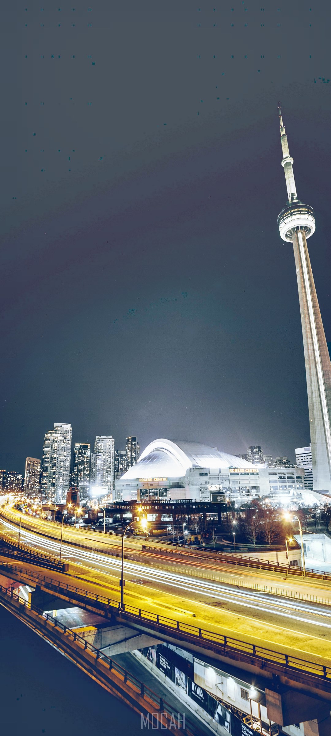 Toronto Skyline with CN Tower and Rogers Centre at Night HD Phone Wallpaper