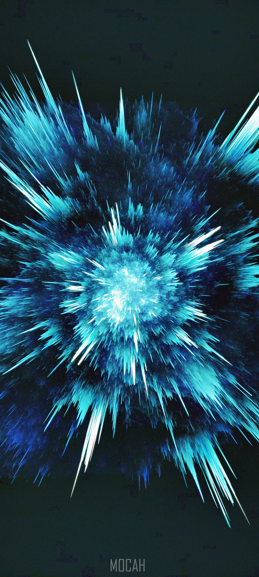 Abstract blue explosion with dark background HD Phone Wallpaper