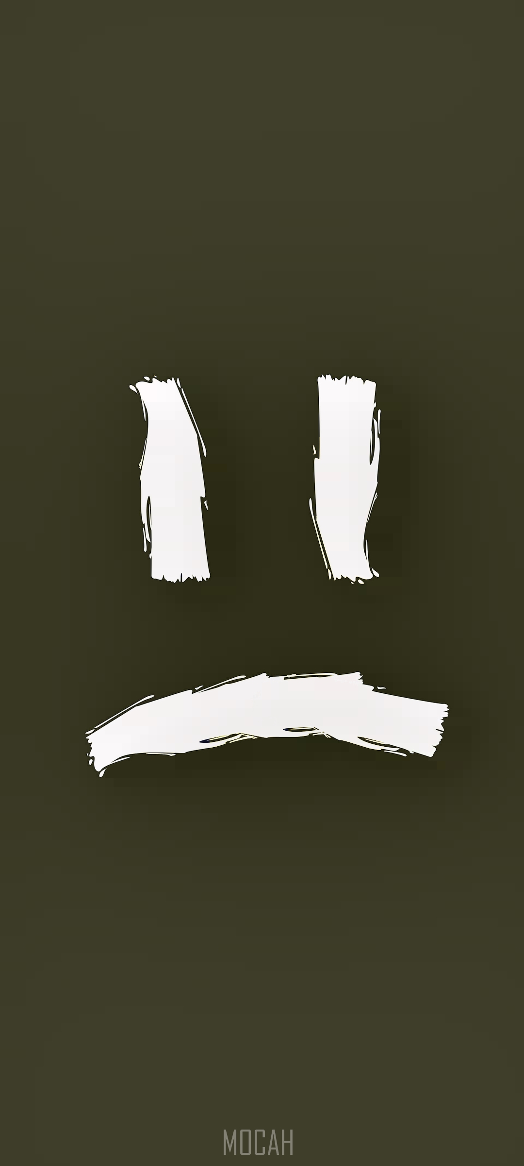Sad face graphic with "MOCAH" logo HD Phone Wallpaper