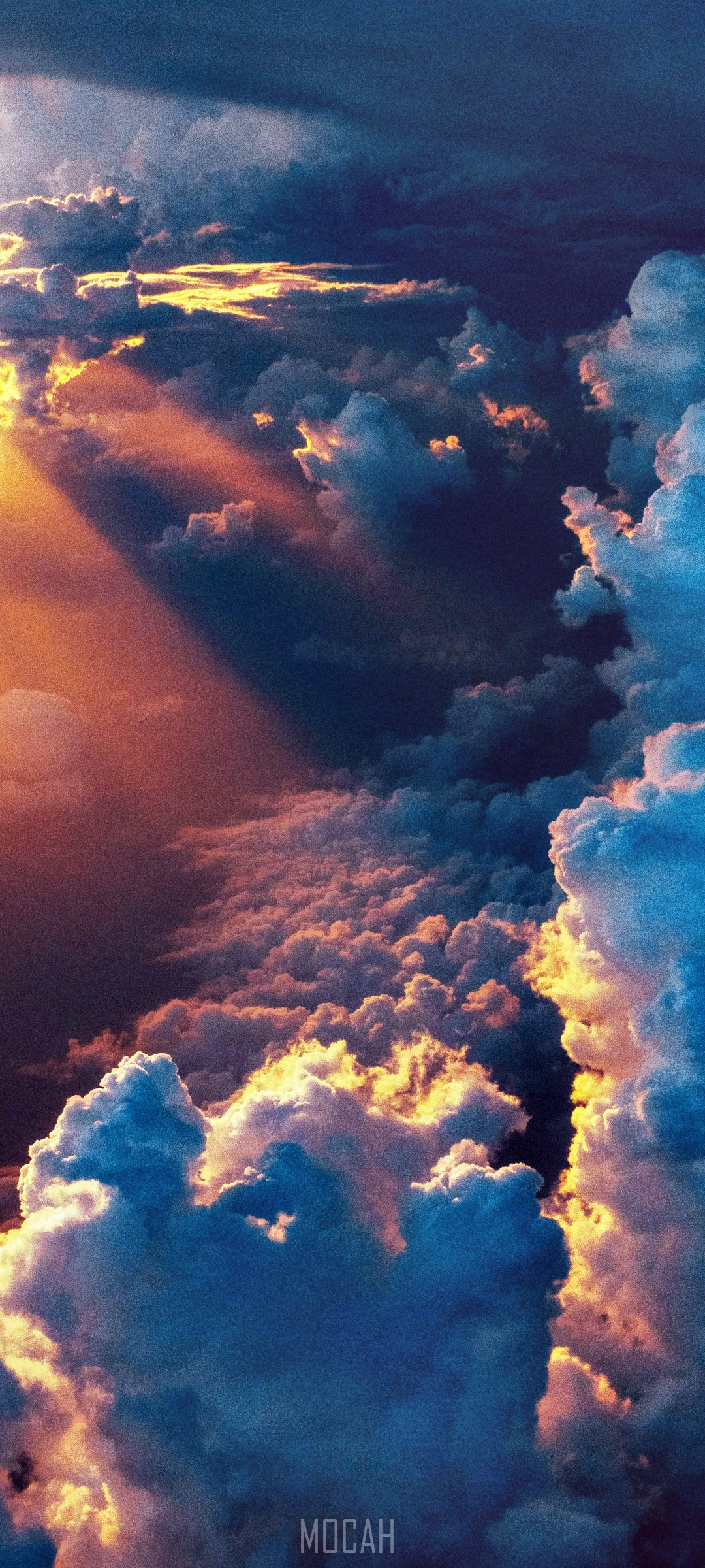 Sunbeams through clouds at sunset HD Phone Wallpaper