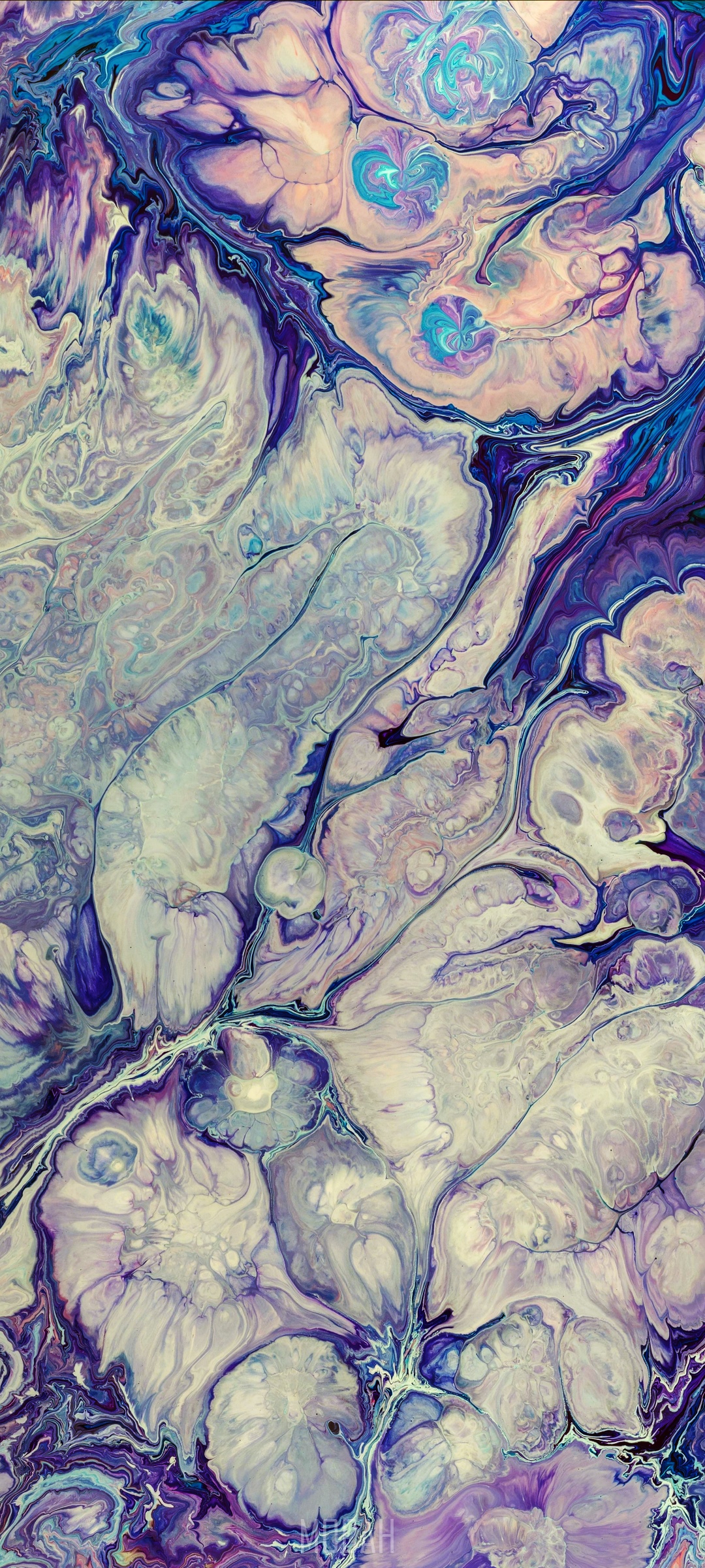 Abstract fluid art with purple and blue swirls HD Phone Wallpaper