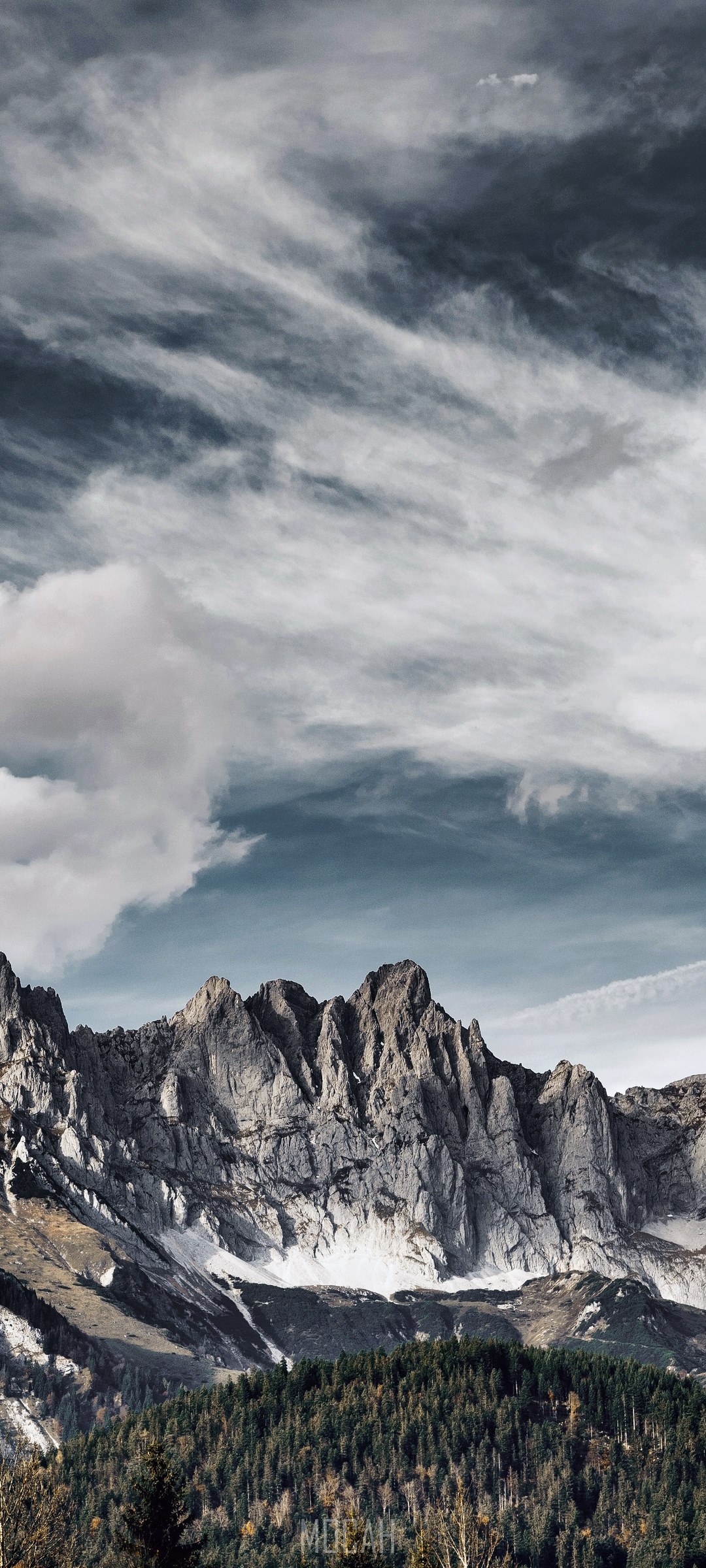 Mountain panorama with dramatic clouds HD Phone Wallpaper