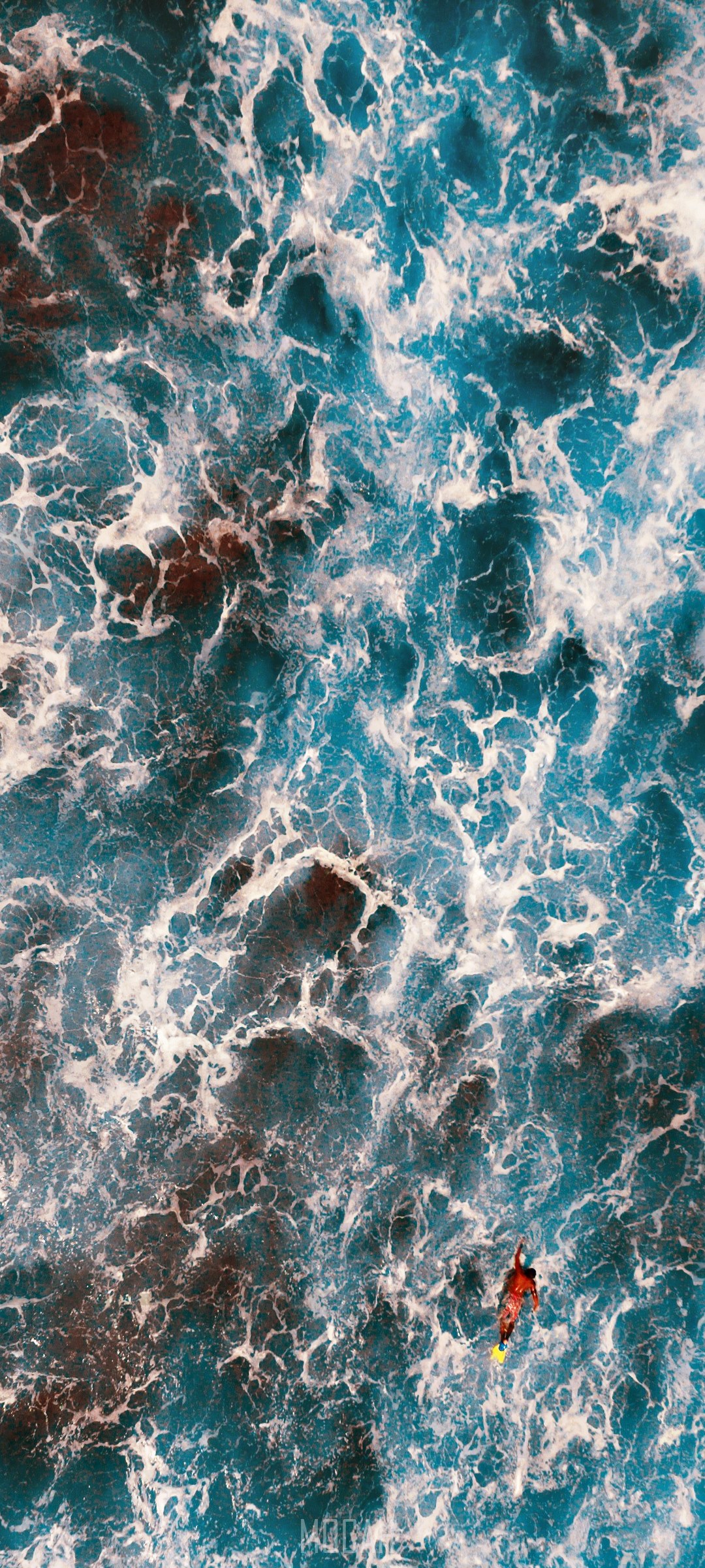 Person swimming in choppy blue ocean HD Phone Wallpaper
