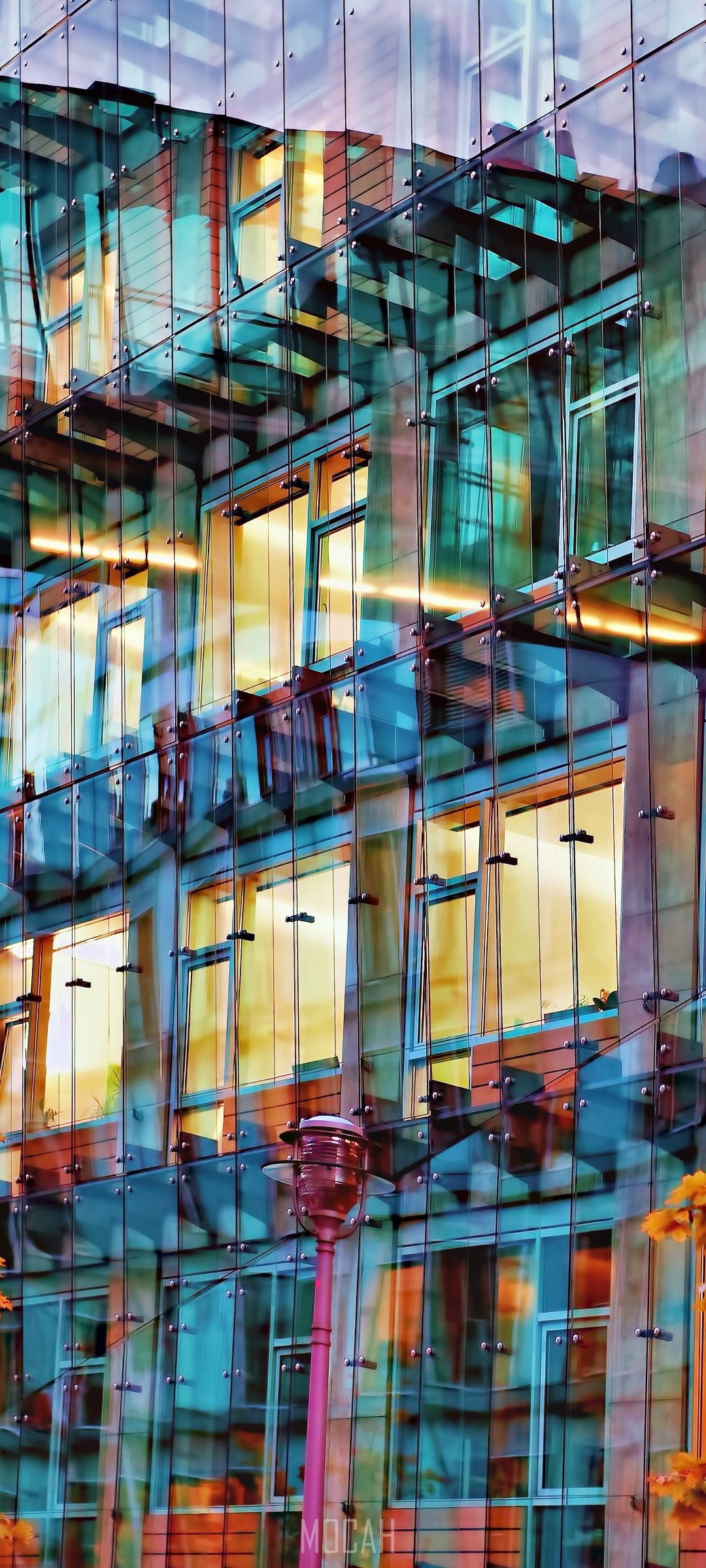 Autumn Reflection on Berlin Glass Building HD Phone Wallpaper