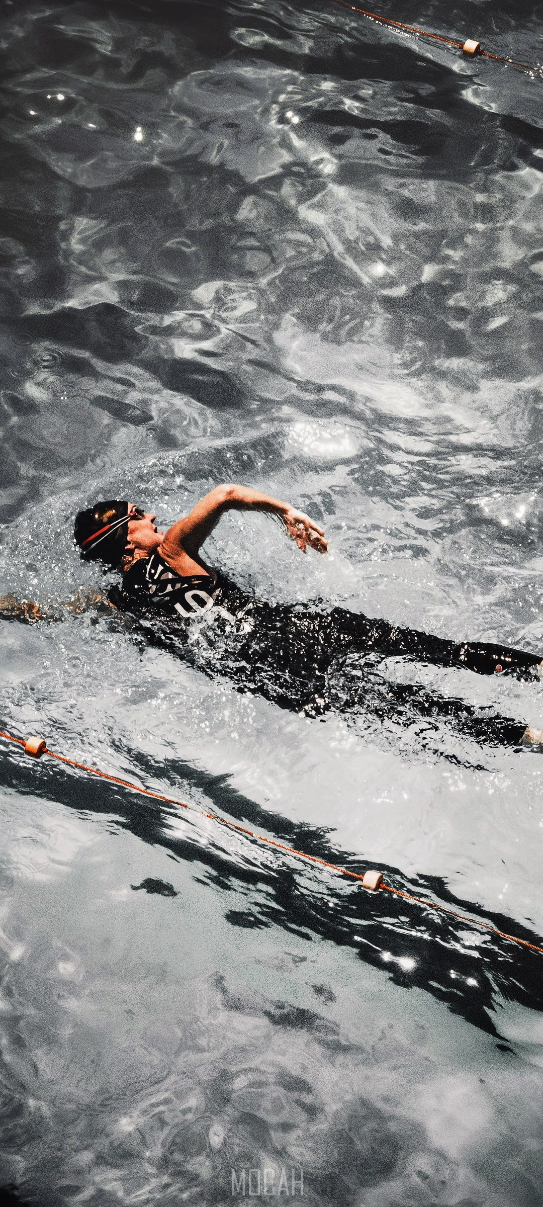 Man swimming freestyle in a pool HD Phone Wallpaper