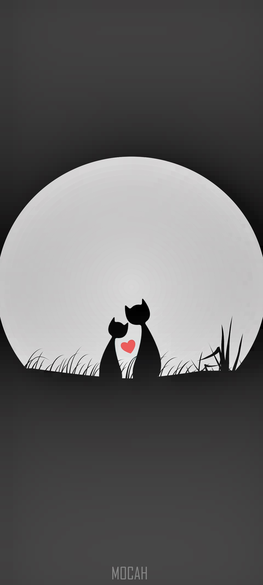 Two cats in love under the moon HD Phone Wallpaper