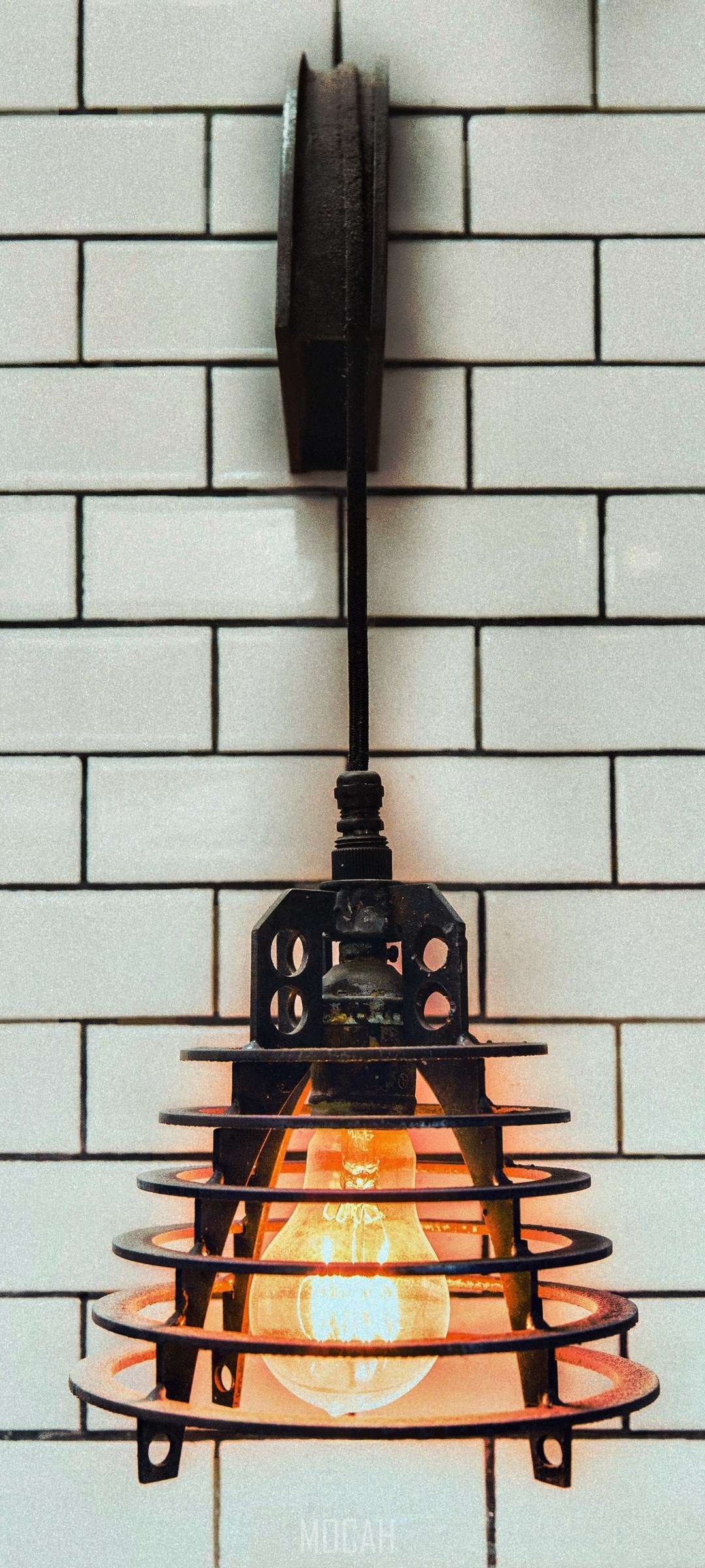 Industrial Pendant Light with Edison Bulb HD Phone Wallpaper