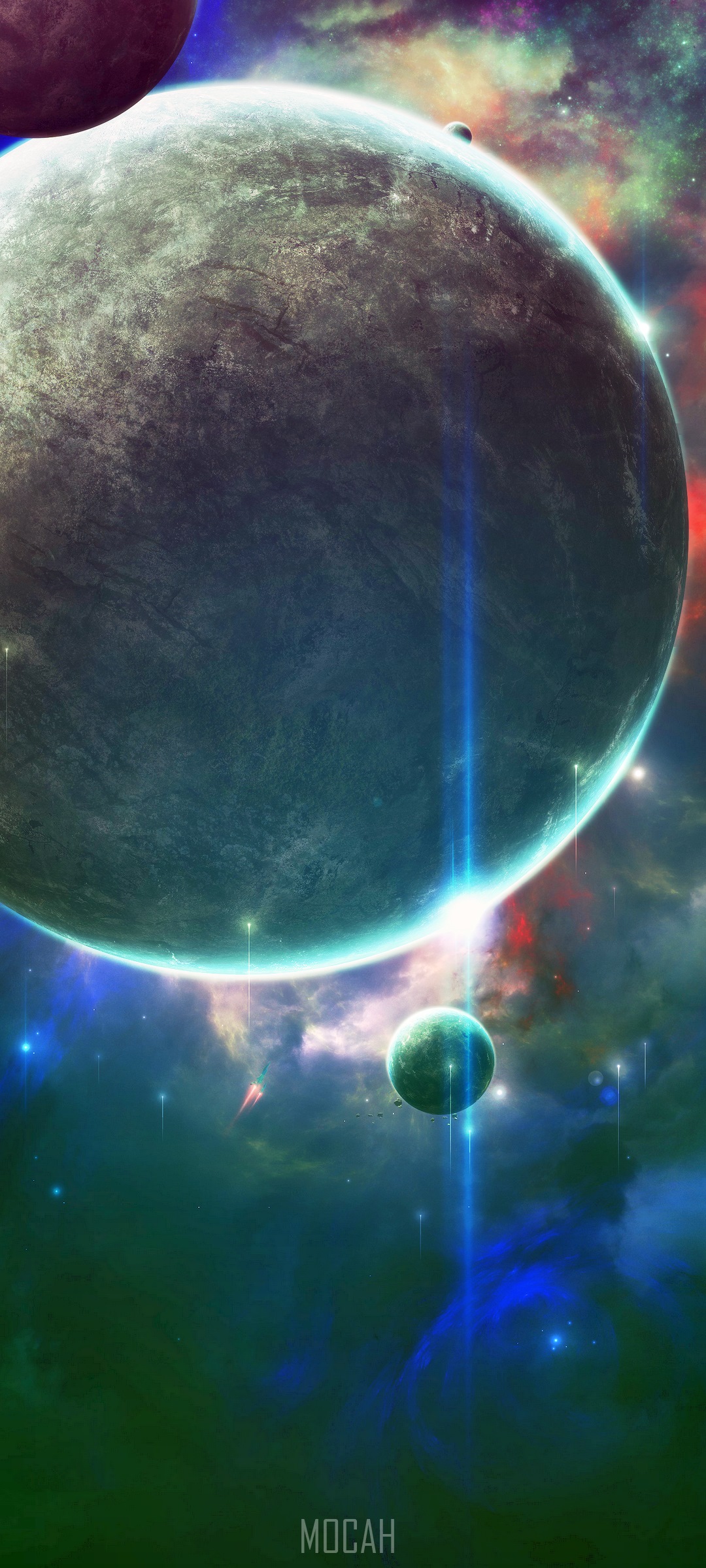 Planets and nebulae in outer space HD Phone Wallpaper