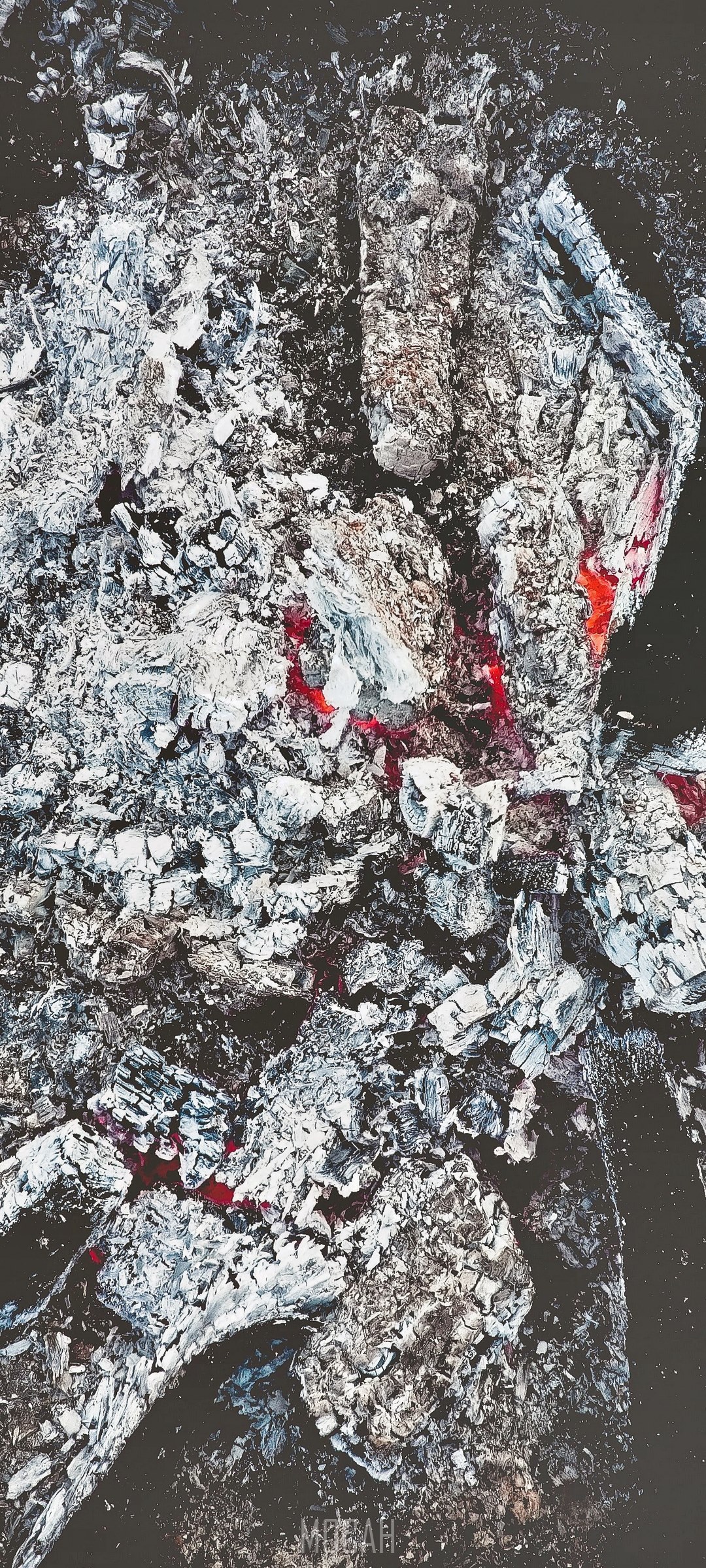Close-up of glowing embers and ash HD Phone Wallpaper