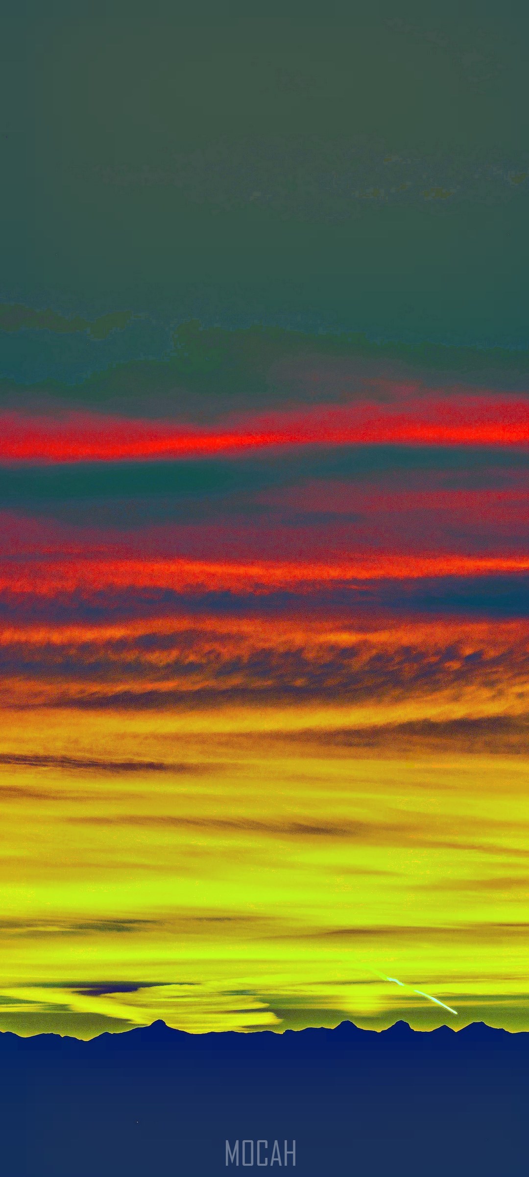 Sunset with colorful clouds over mountains HD Phone Wallpaper