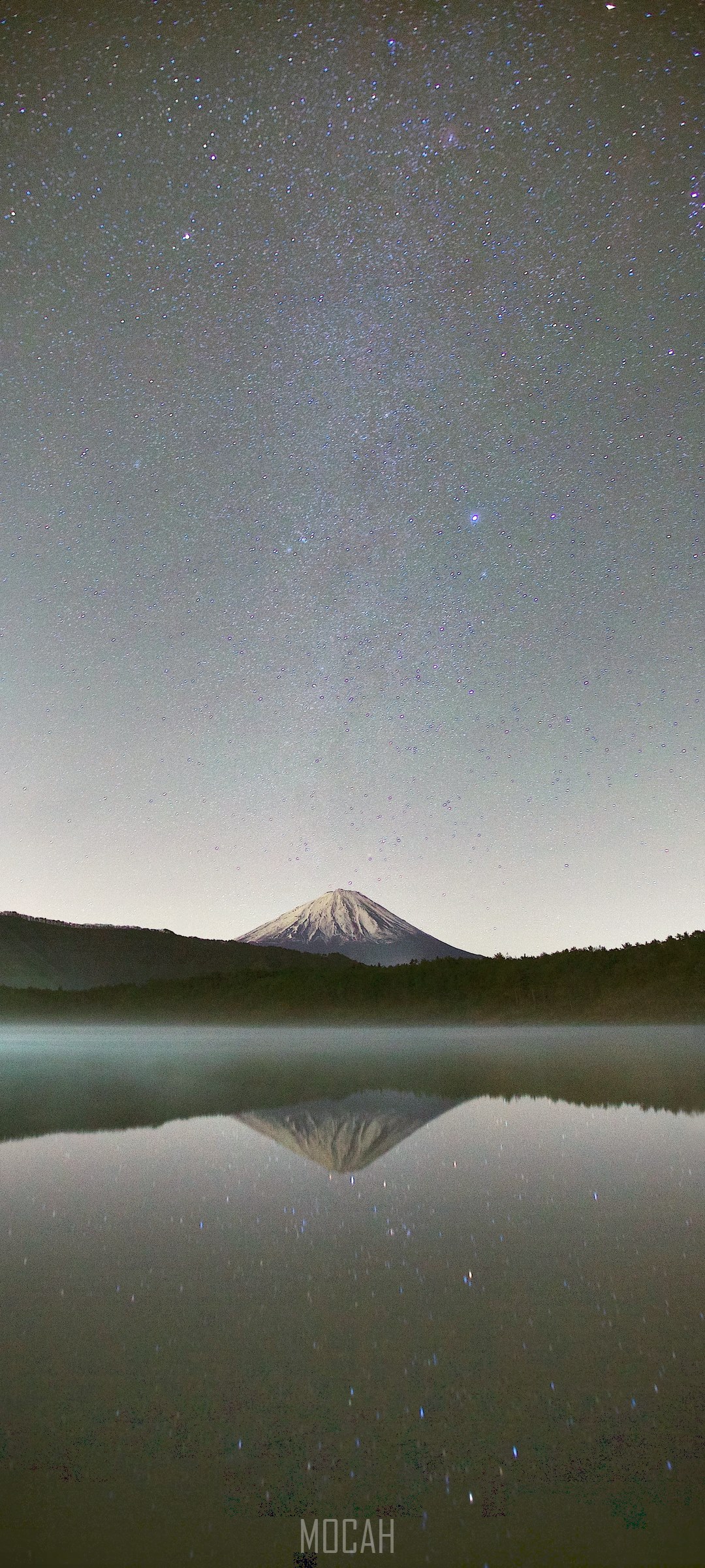 Mount Fuji Reflection Under Starry Sky HD Phone Wallpaper