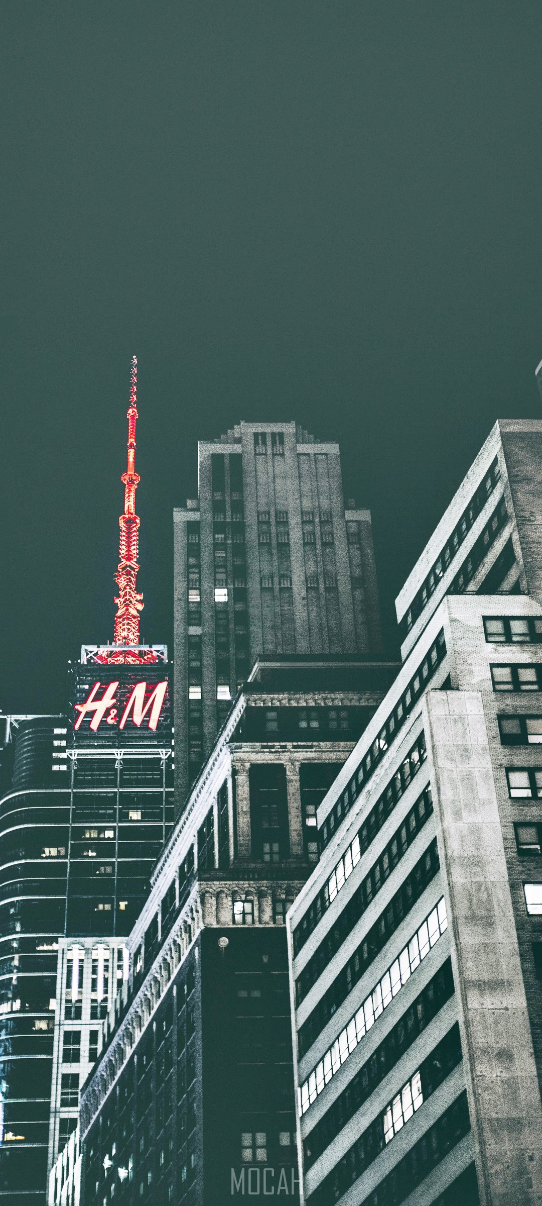 H&M Building at Night in NYC HD Phone Wallpaper