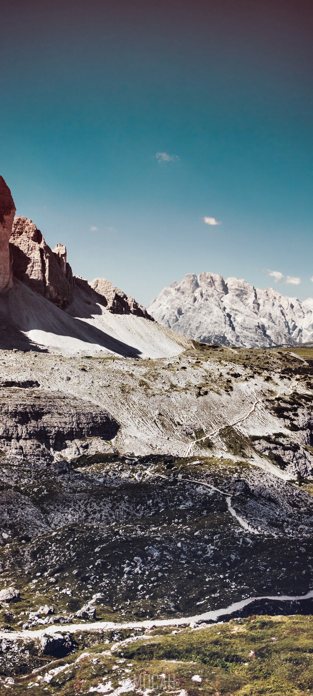 Mountain landscape with rocky peaks and blue sky HD Phone Wallpaper