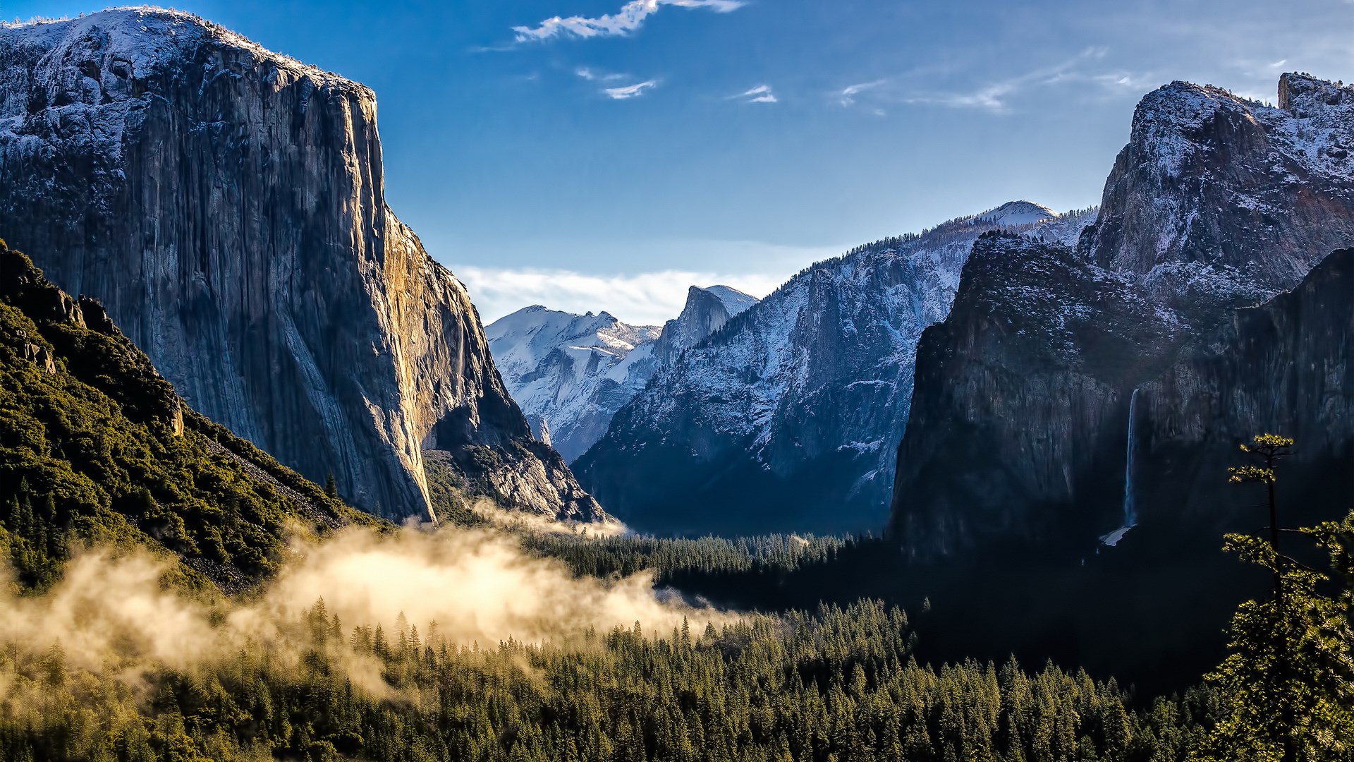 Yosemite Valley with El Capitan and Half Dome HD Wallpaper