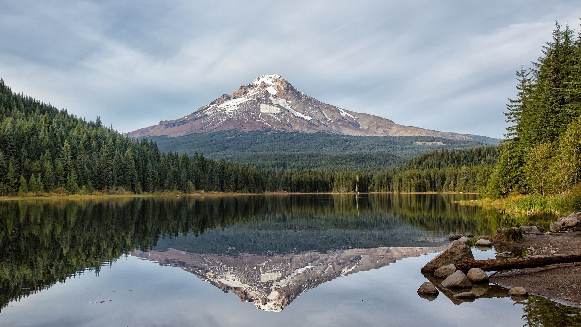 Mount Hood reflected in Trillium Lake, Oregon HD Wallpaper