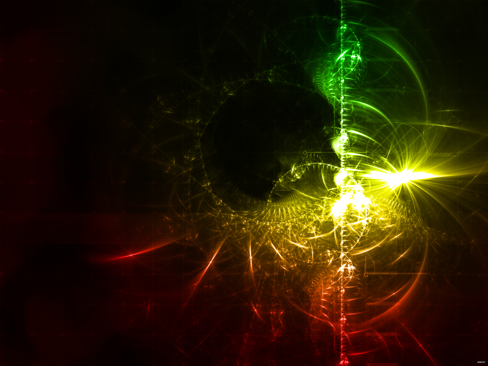Abstract fractal art with red, yellow, and green colors HD Wallpaper