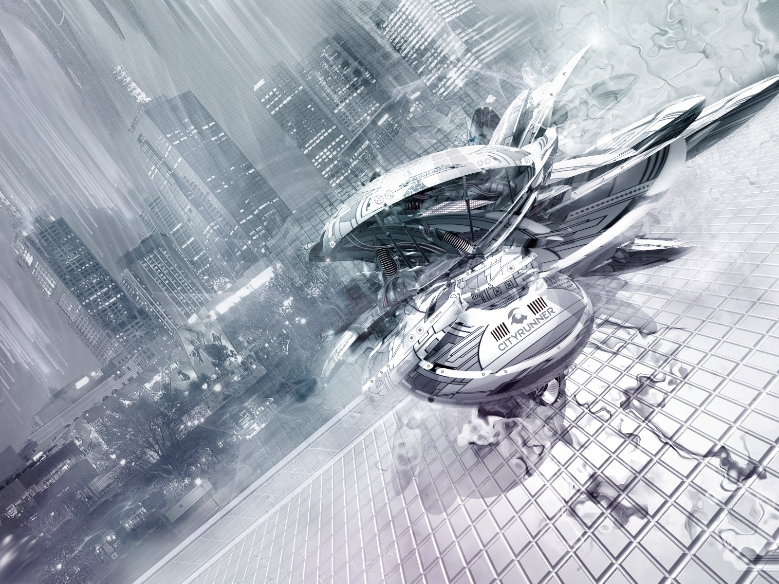 Abstract Cityrunner Vehicle Overlooking Cityscape HD Wallpaper