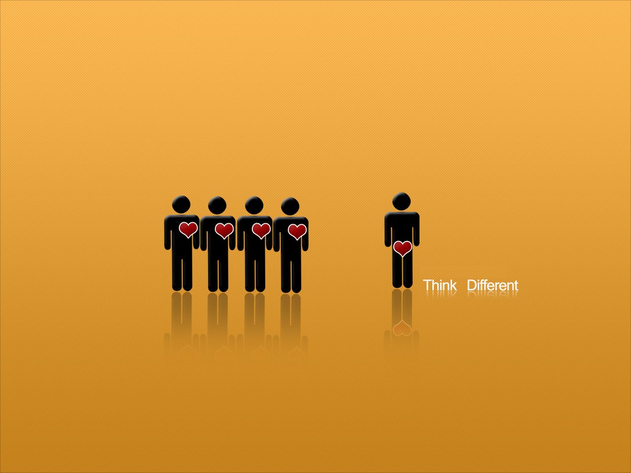 Think Different stick figures with hearts HD Wallpaper