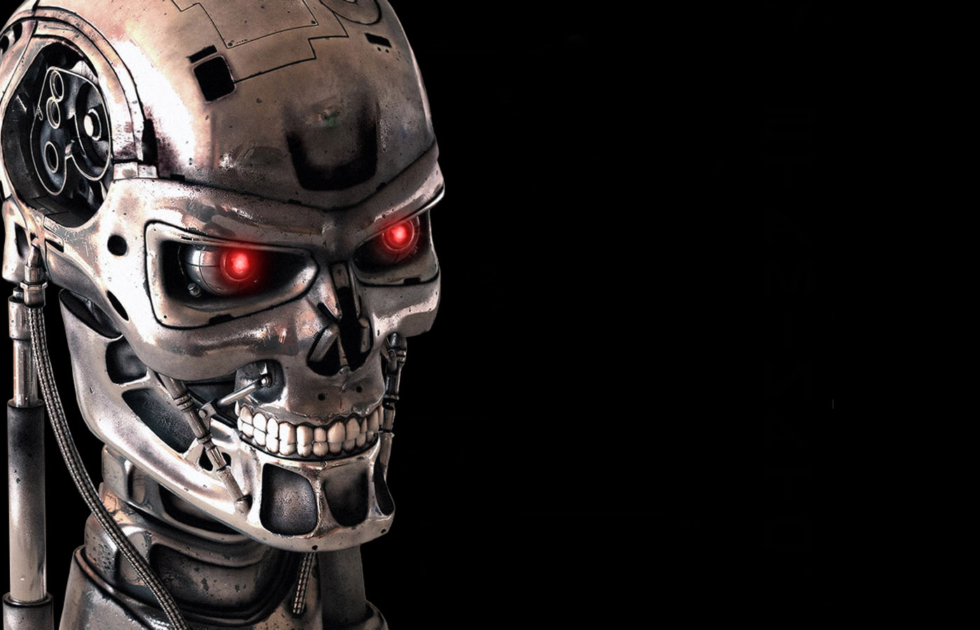 Terminator T-800 Skull with Red Eyes HD Wallpaper