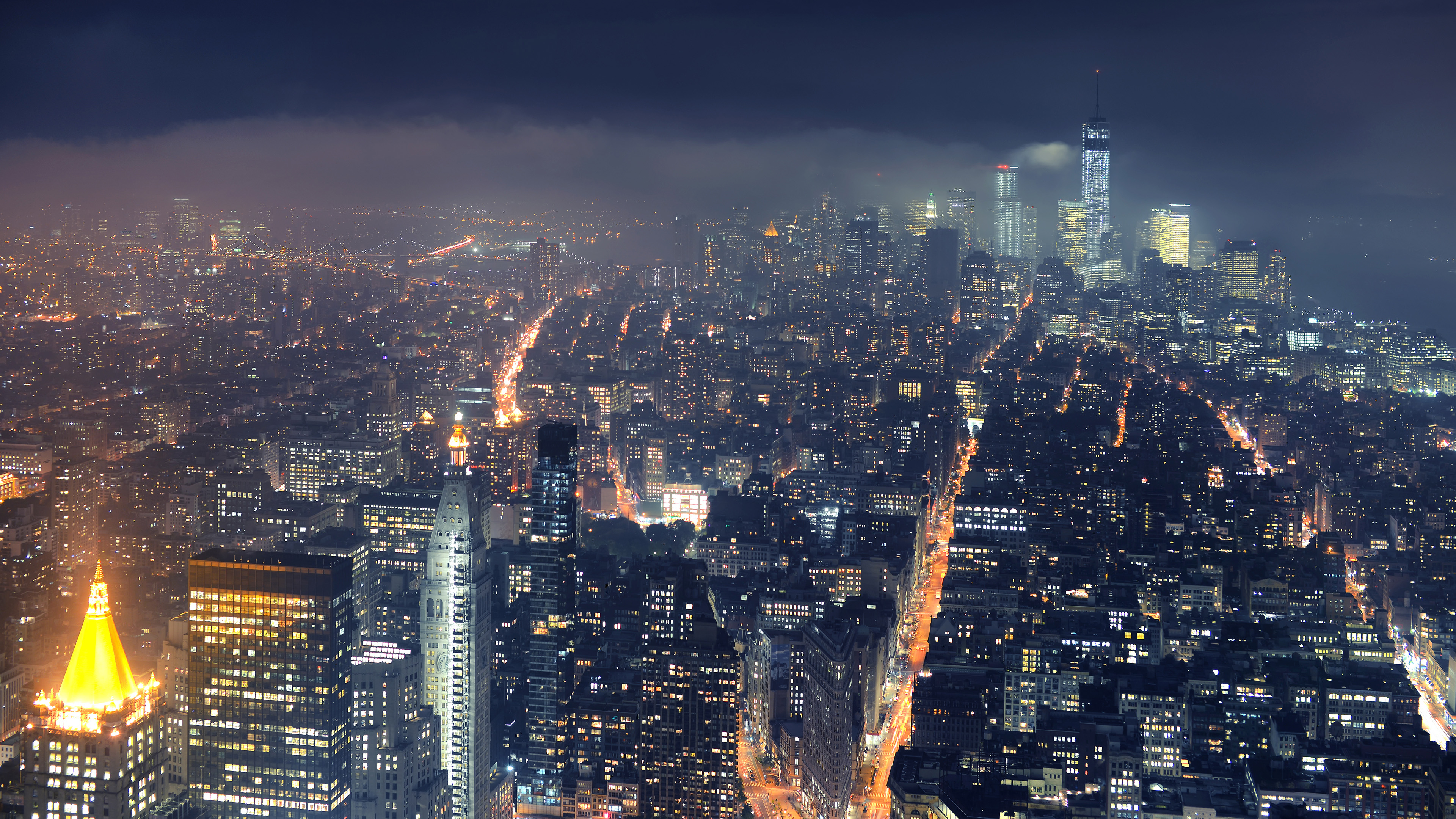 New York City Skyline at Night HD Wallpaper