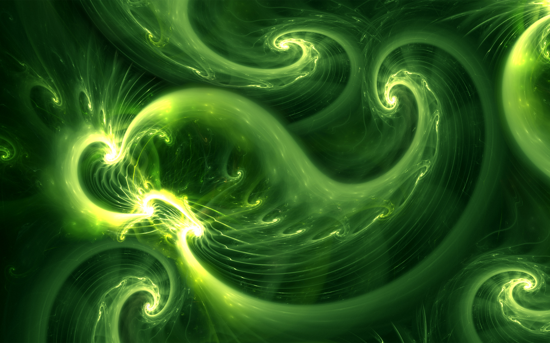 Abstract Green Swirls of Light HD Wallpaper