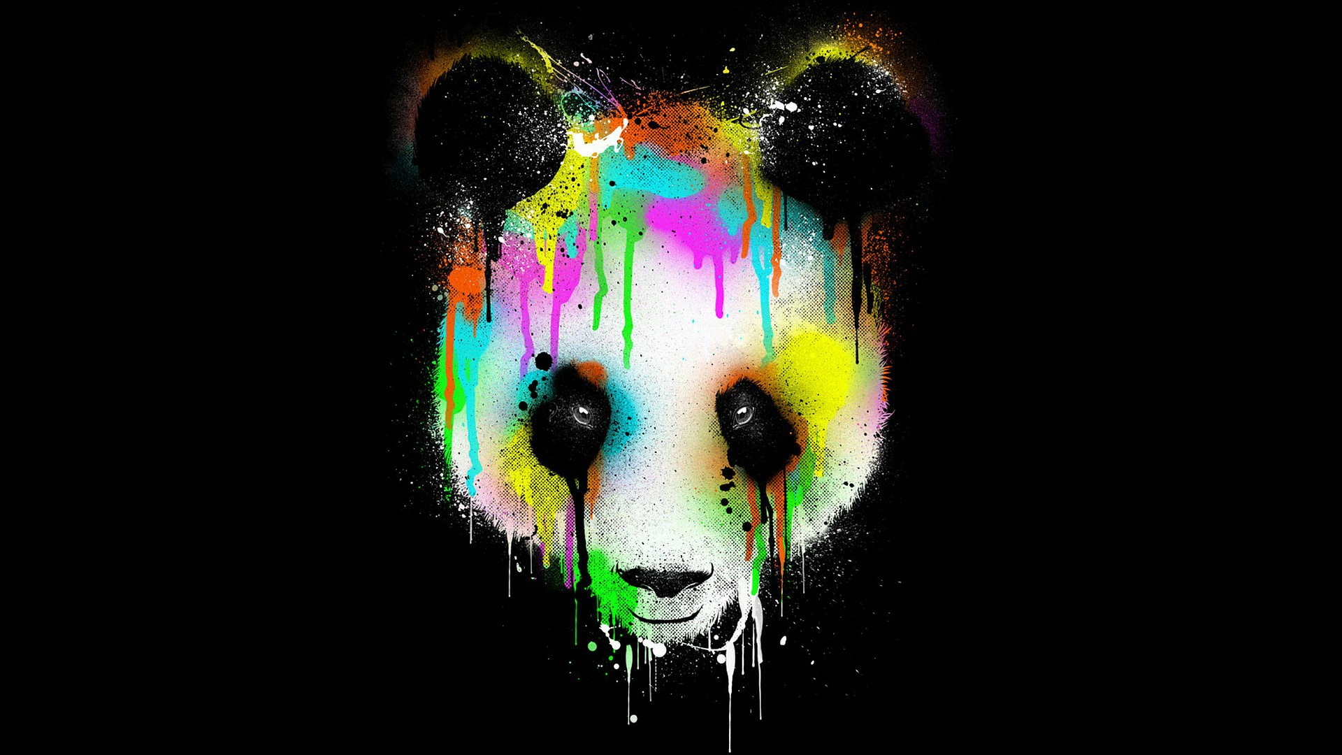 Colorful Abstract Panda Portrait with Dripping Paint HD Wallpaper