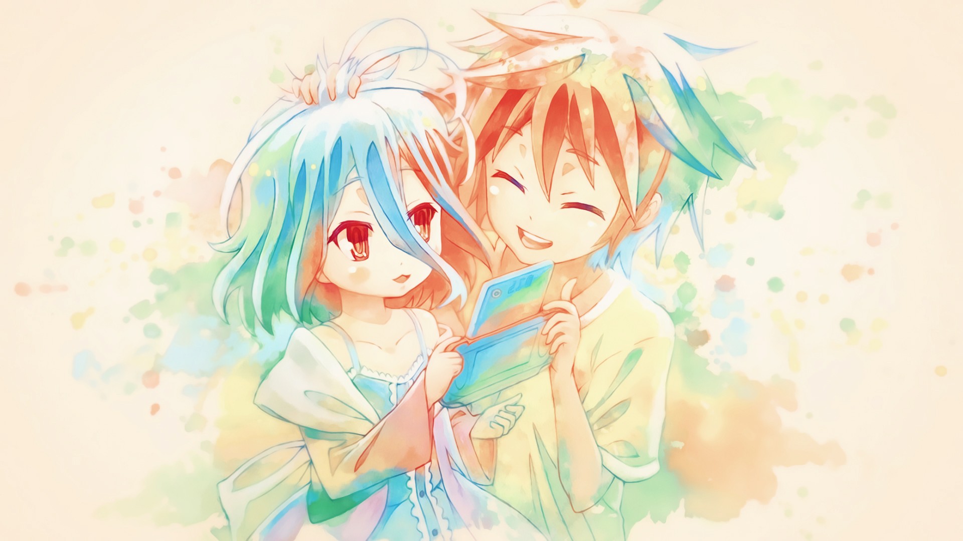 Shiro and Sora from No Game No Life playing a game HD Wallpaper