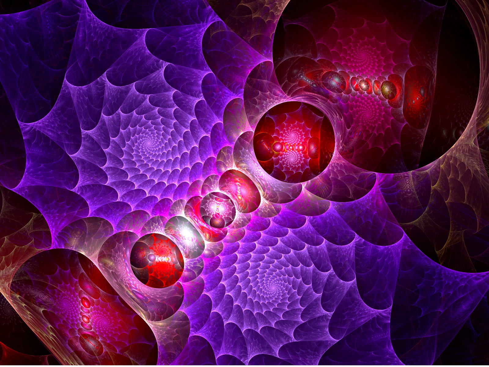 Abstract fractal art with spirals and spheres HD Wallpaper