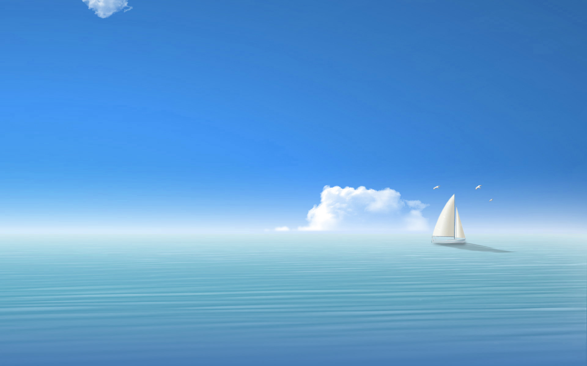 Sailboat on the ocean under a blue sky HD Wallpaper