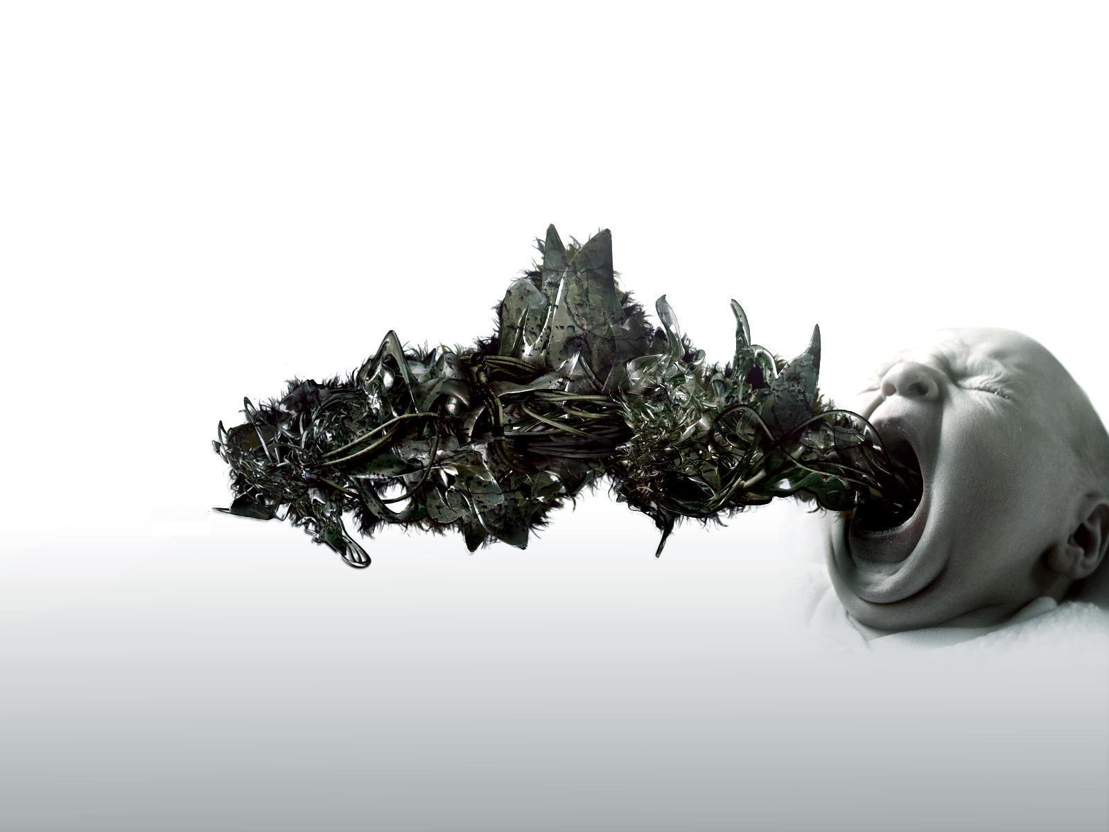 Abstract CGI Mechanical Form and Crying Baby HD Wallpaper