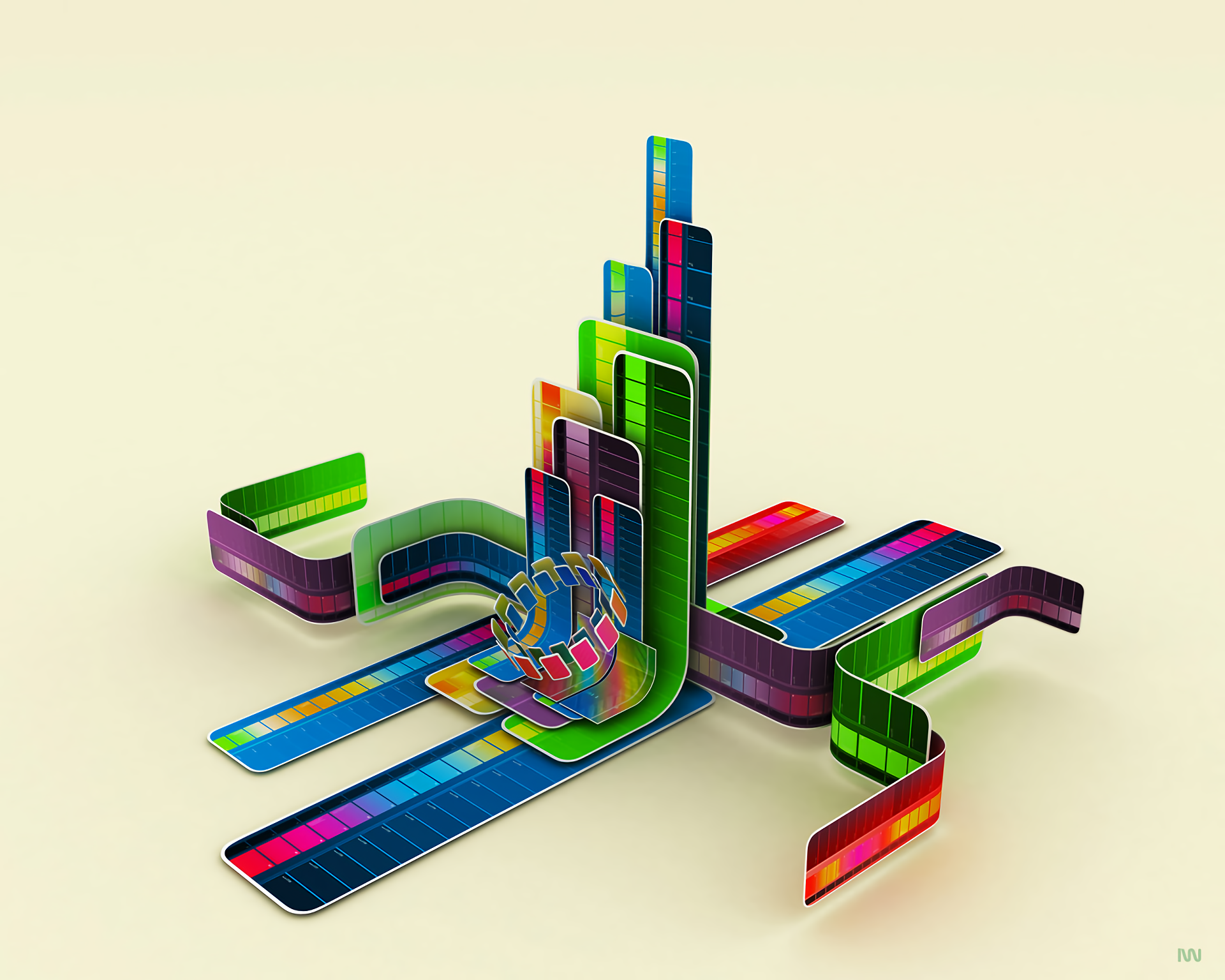 Abstract colorful ribbons and bars HD Wallpaper