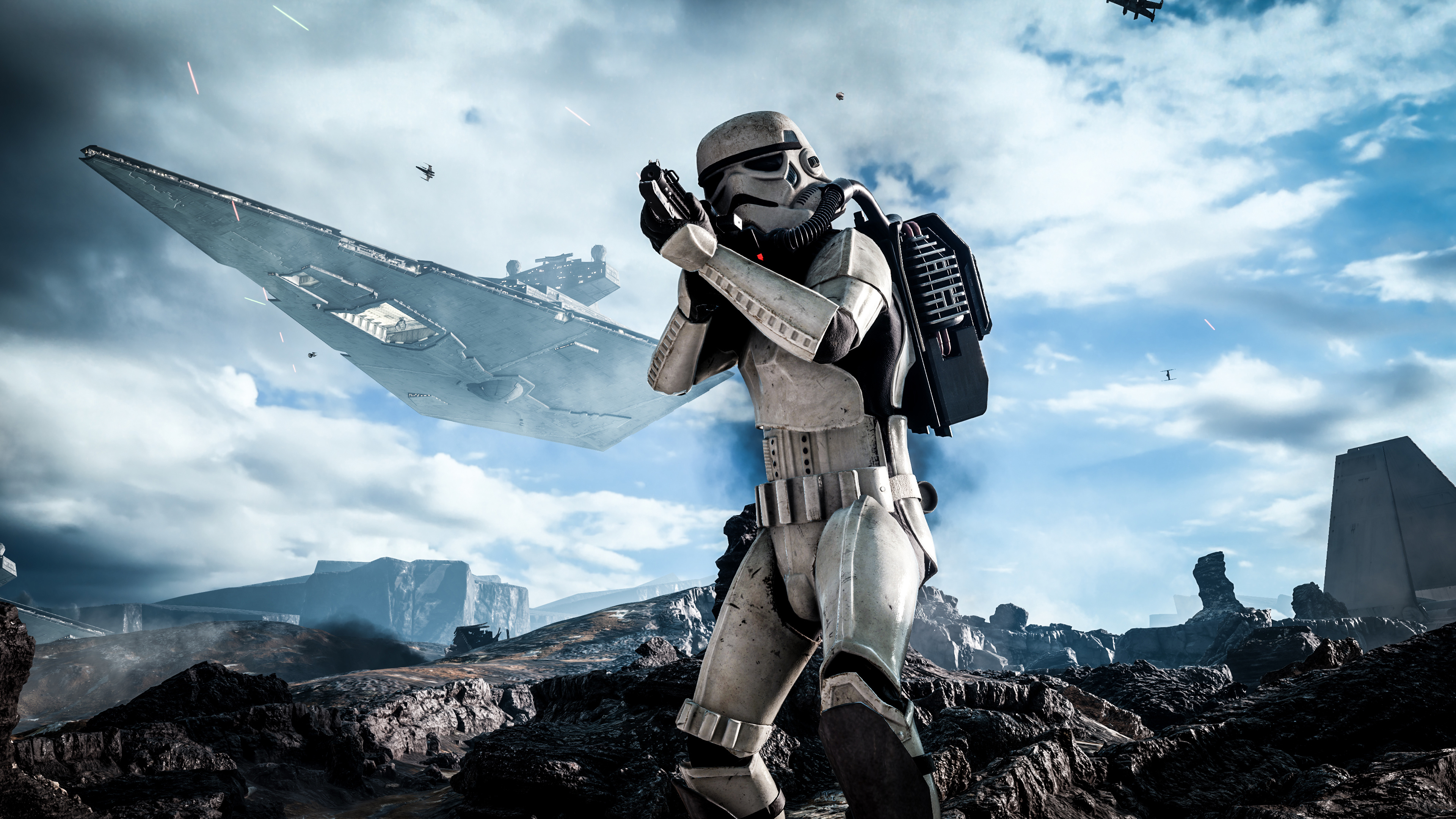 Stormtrooper and Star Destroyer from Star Wars HD Wallpaper
