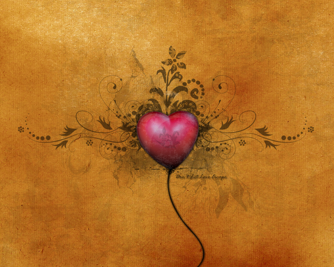 Heart with floral design on textured background HD Wallpaper