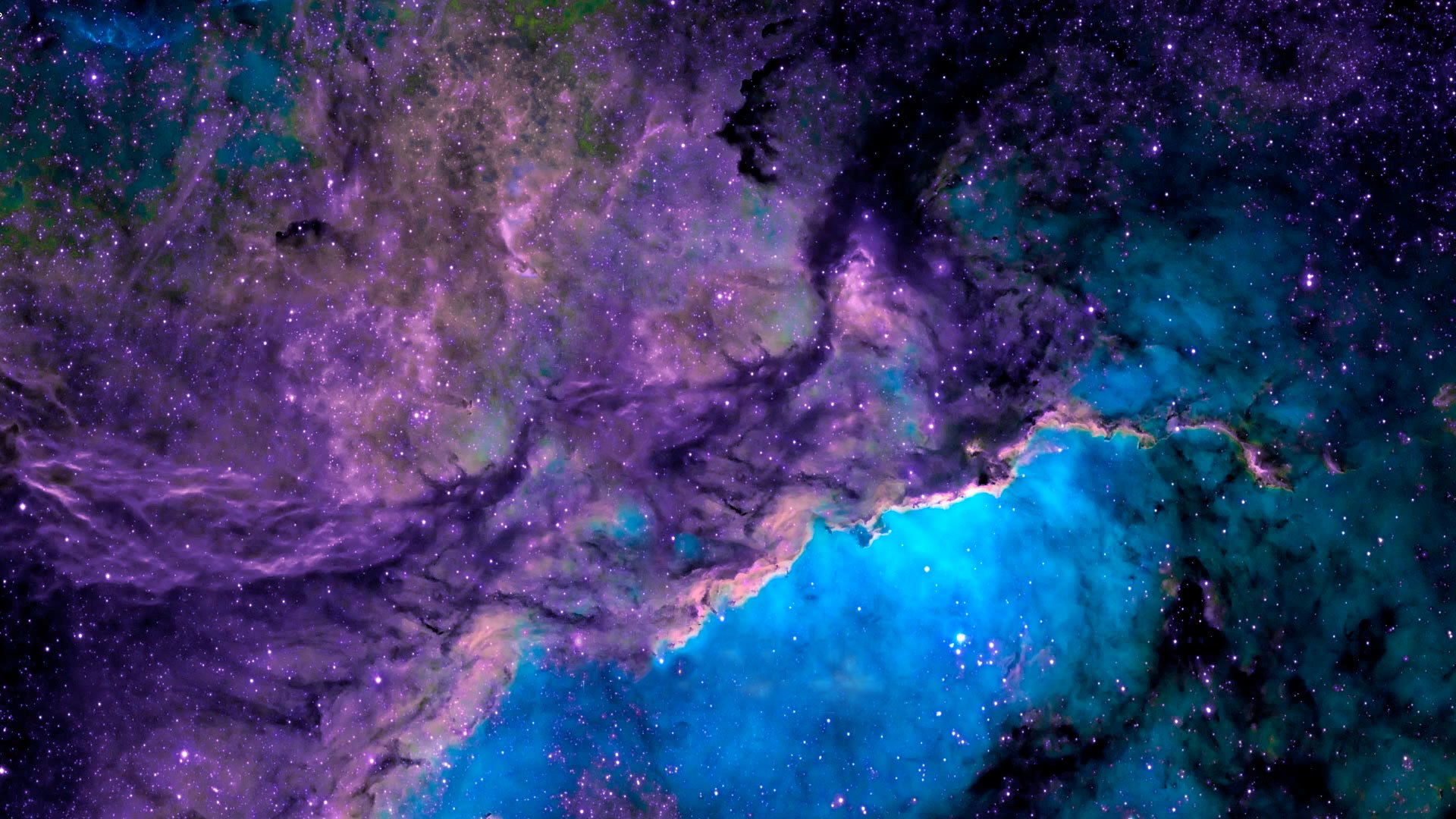 Purple and blue nebula with stars HD Wallpaper