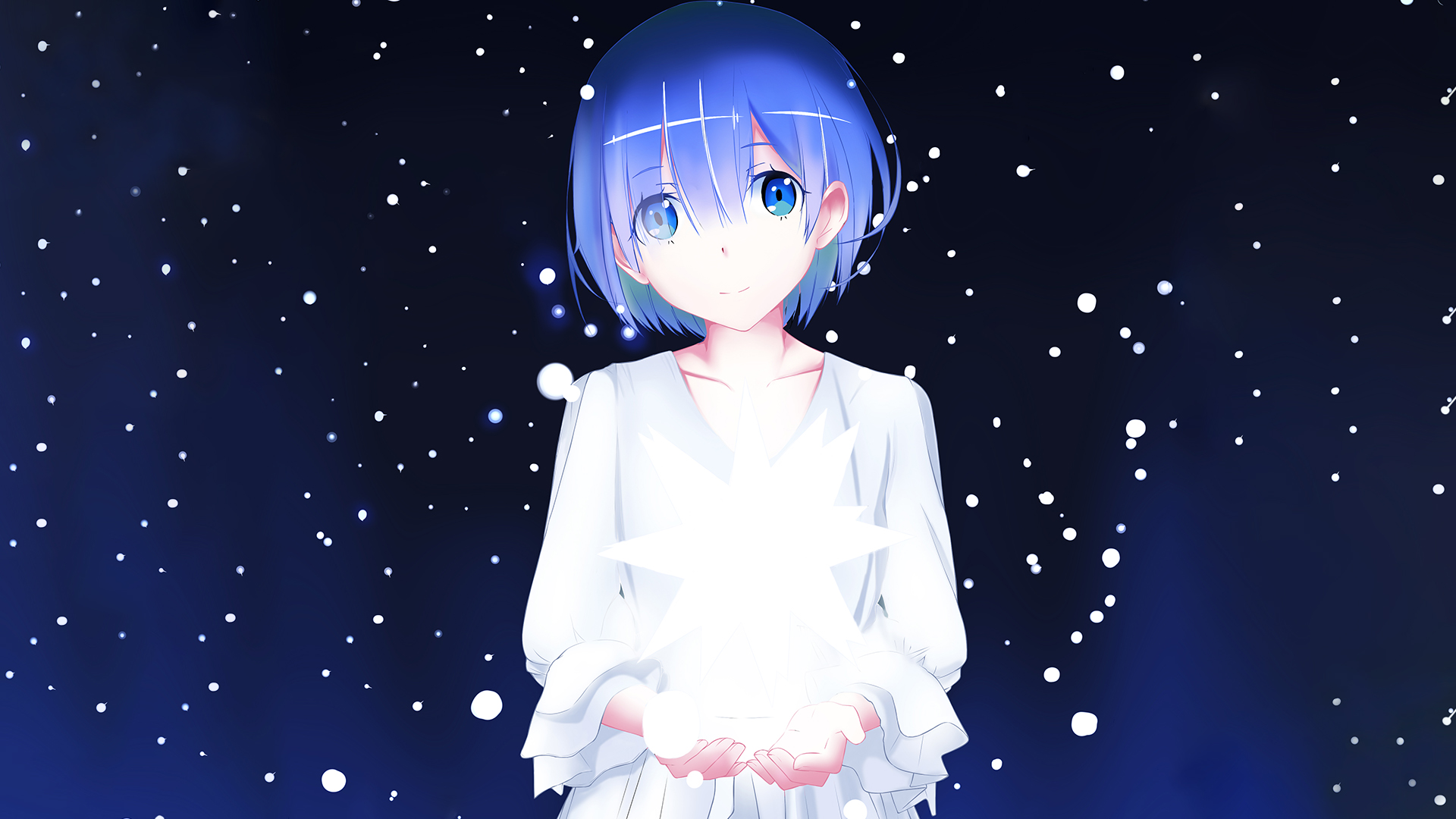 Rem from Re:ZERO holding a glowing star HD Wallpaper