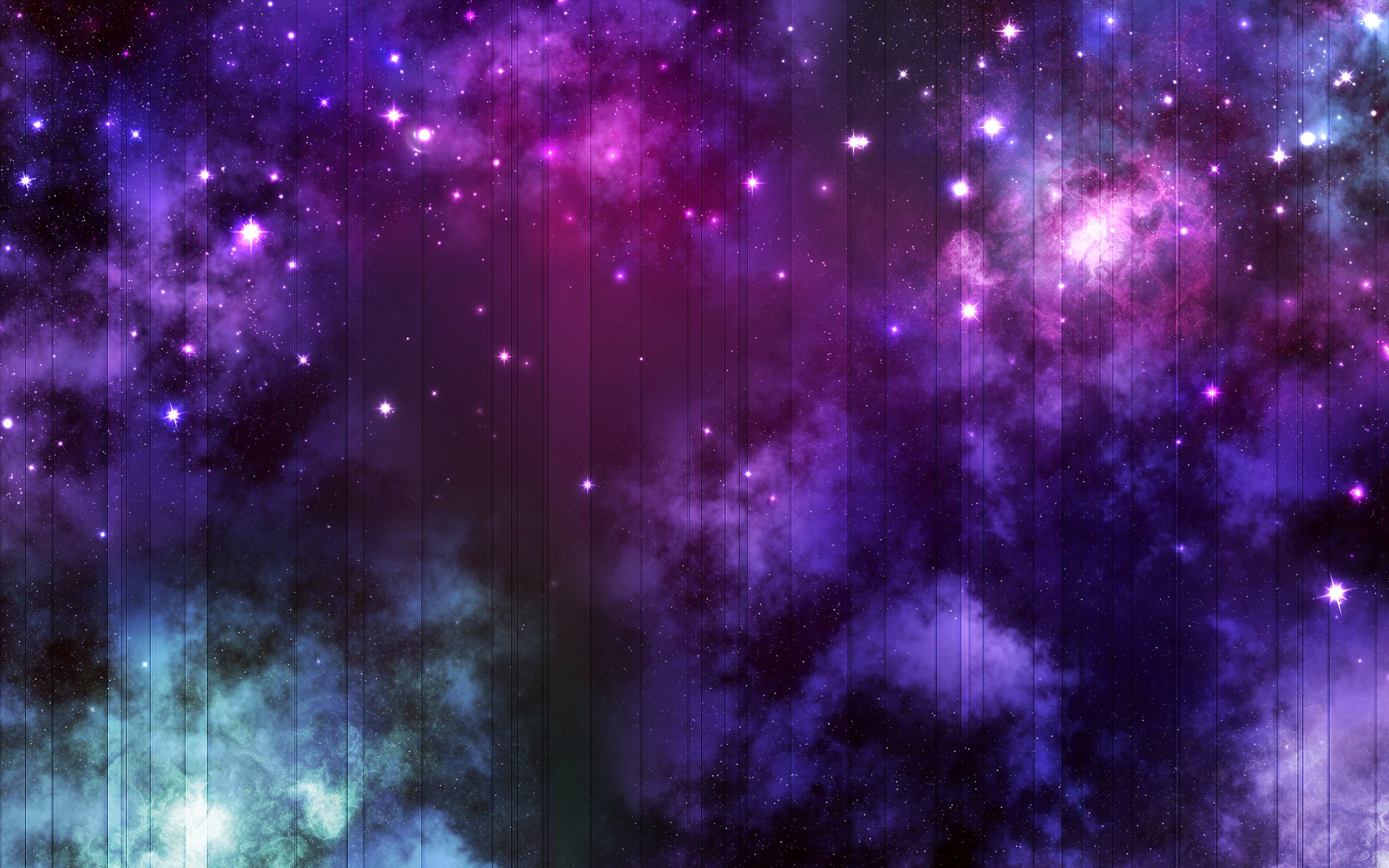 Purple and blue galaxy with stars and wooden planks HD Wallpaper