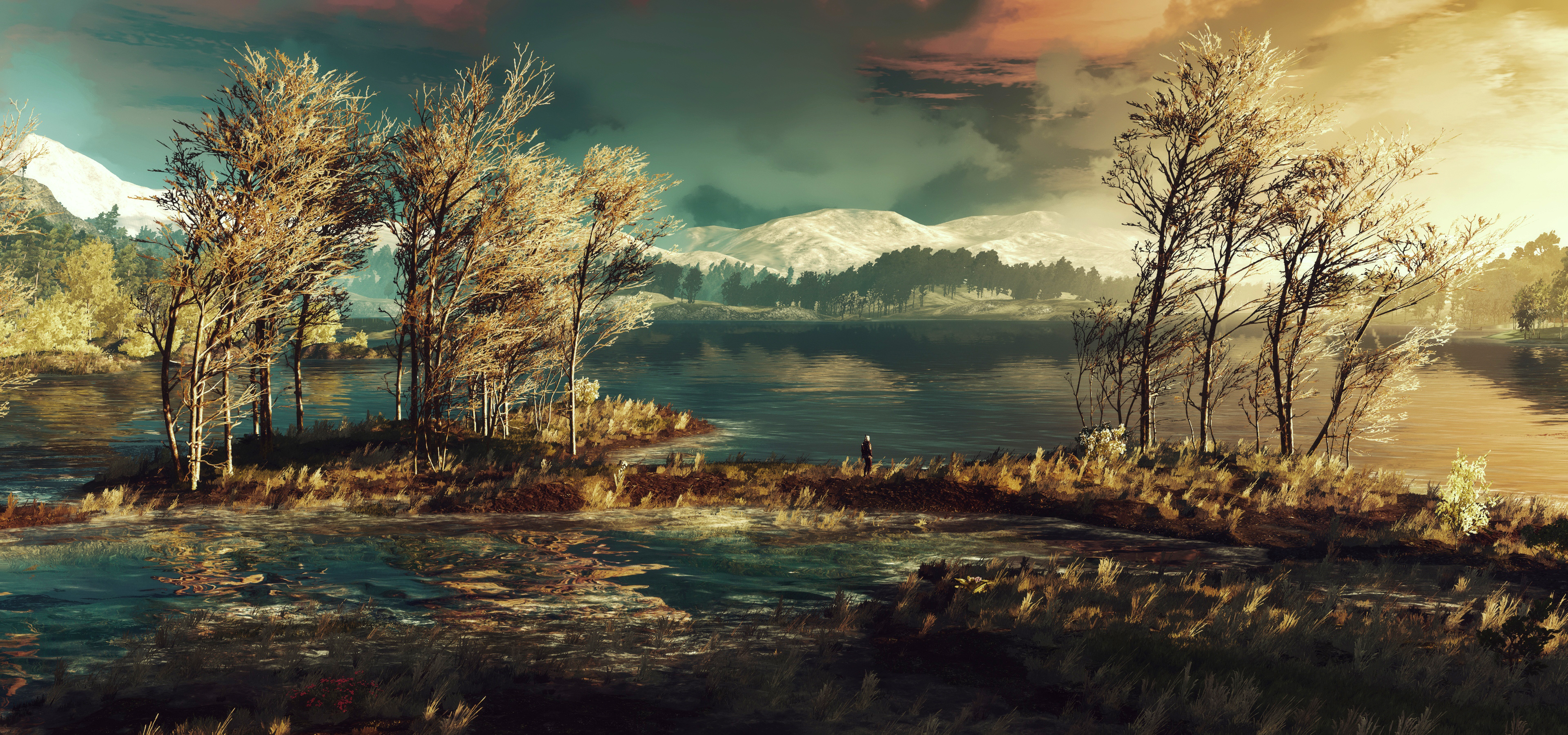 Geralt of Rivia in a Landscape from The Witcher HD Wallpaper