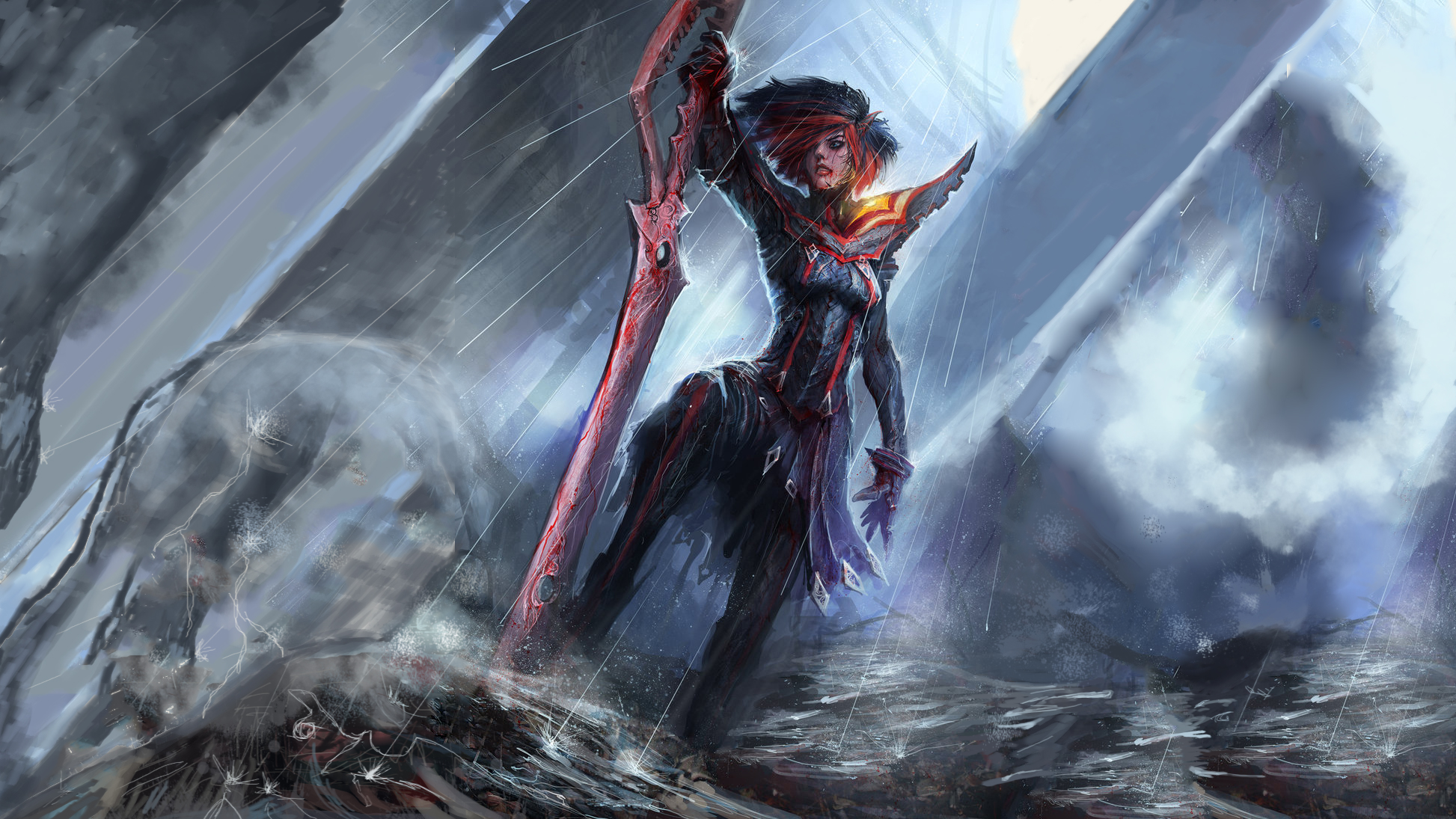 Ryuko Matoi from Kill La Kill in the rain HD Wallpaper