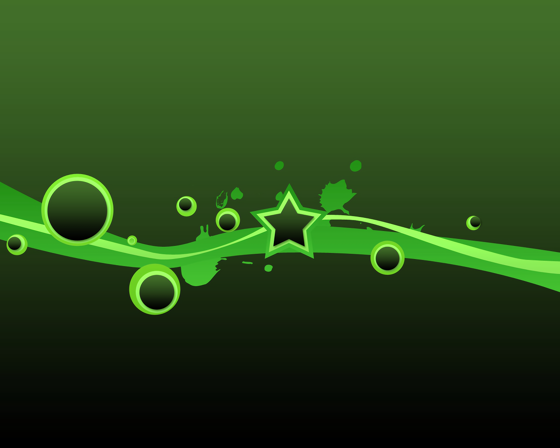 Green abstract wave with star and circles HD Wallpaper