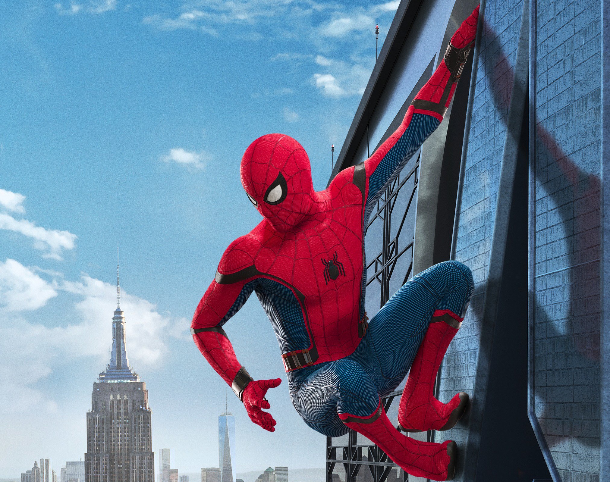 Spider-Man from Marvel Cinematic Universe climbing building HD Wallpaper