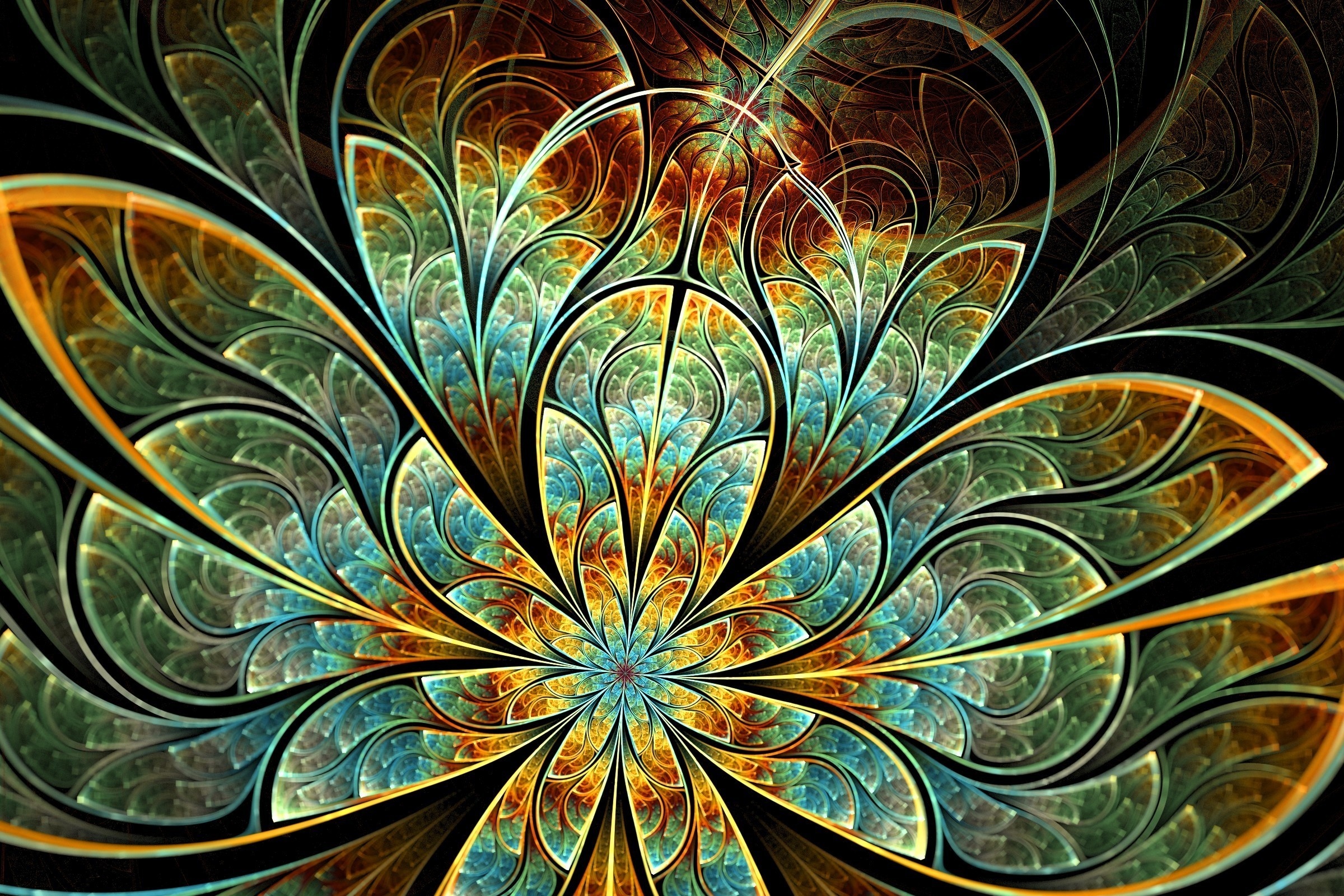 Abstract Fractal Art with Flower-like Pattern HD Wallpaper
