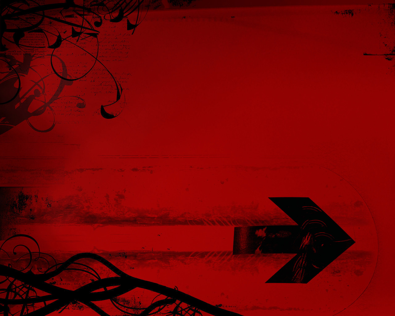 Red abstract background with black floral elements and arrow HD Wallpaper