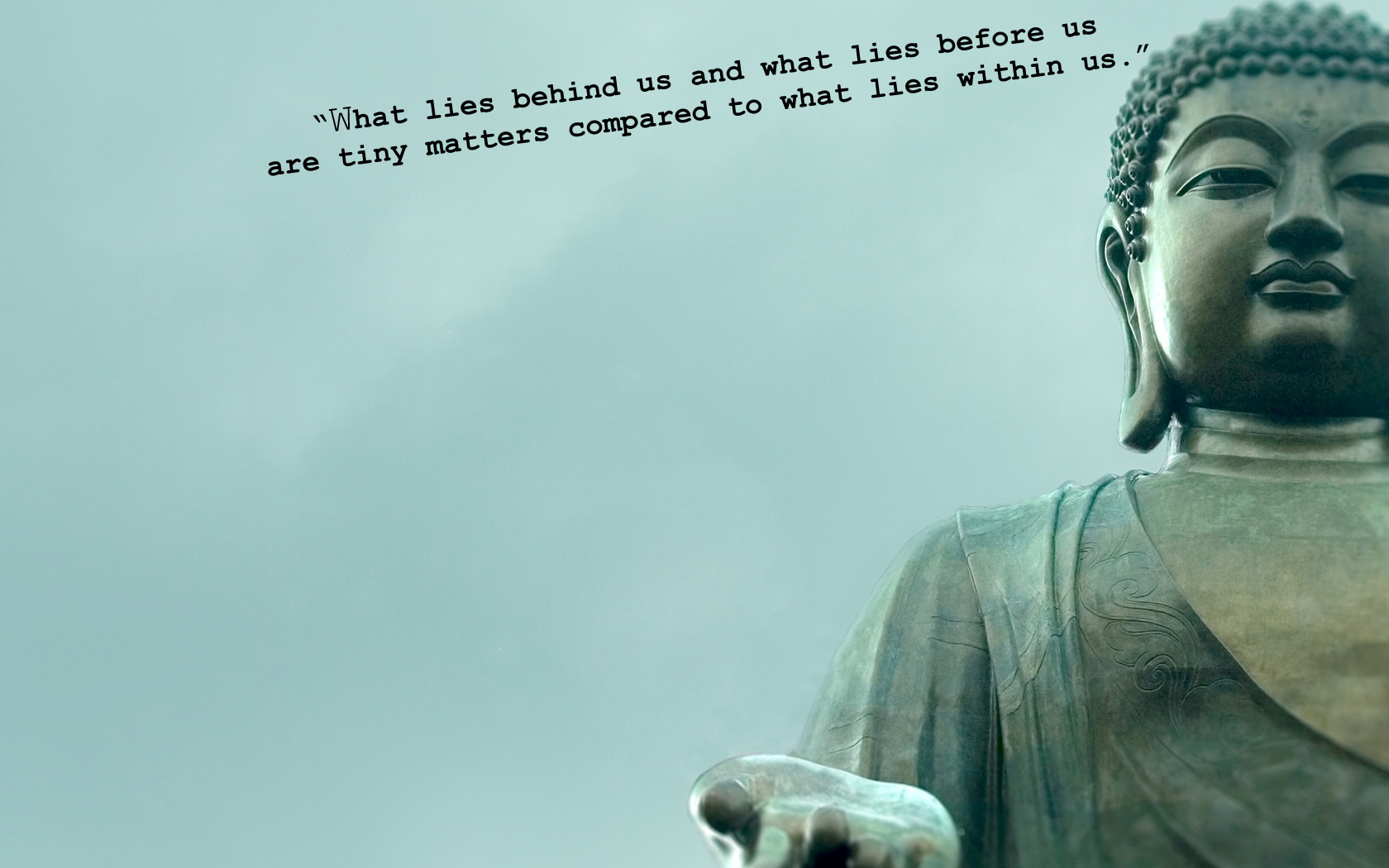 Buddha statue with quote about inner self HD Wallpaper