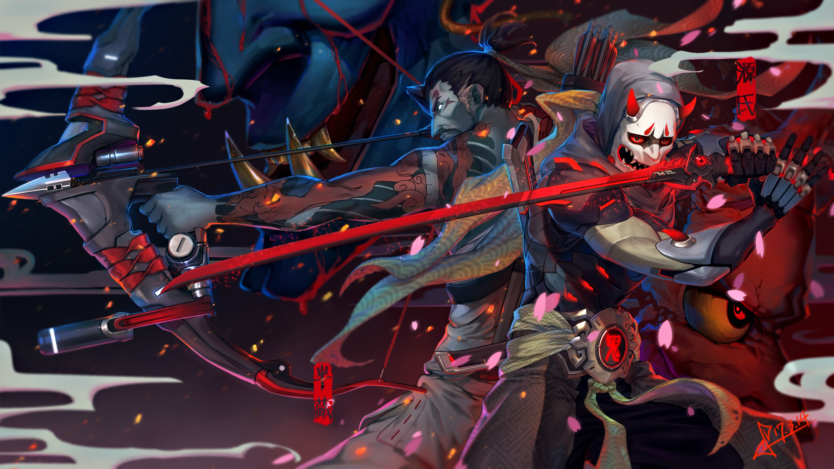Genji and Hanzo from Overwatch HD Wallpaper