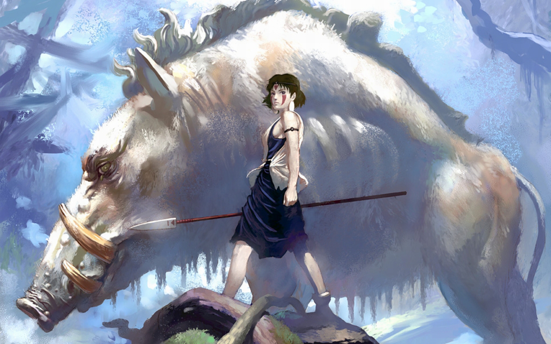 San and Moro from Princess Mononoke HD Wallpaper