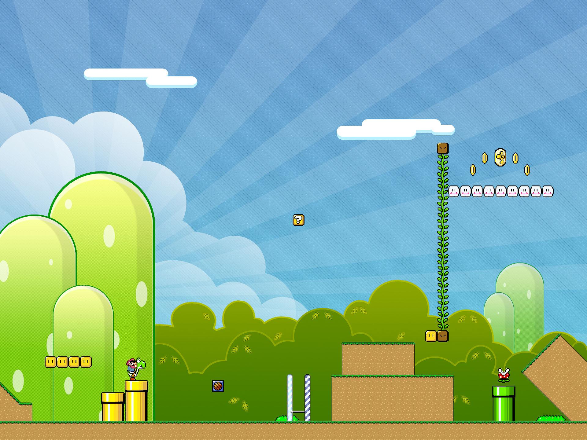 Mario and Yoshi in Super Mario World HD Wallpaper