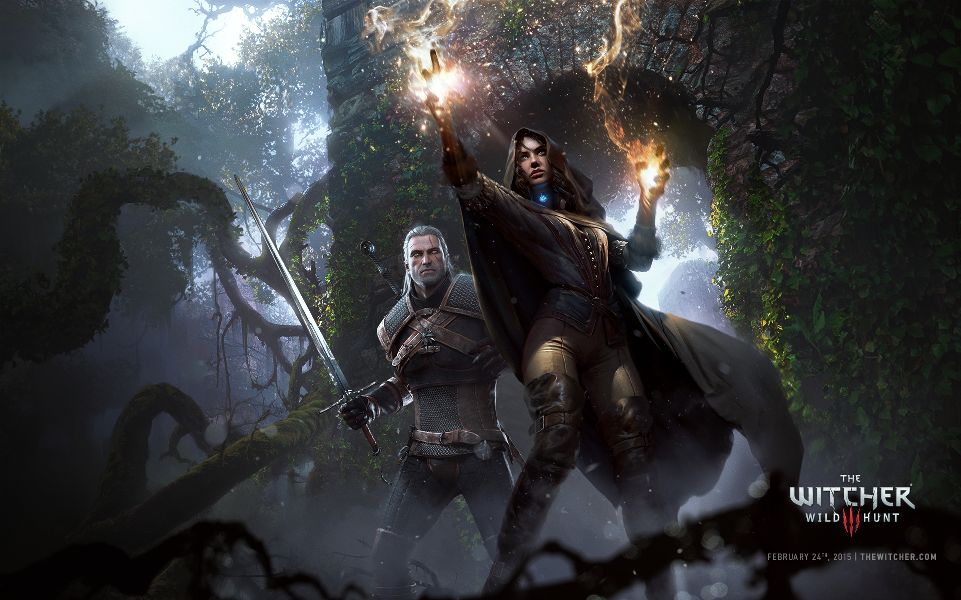Geralt and Yennefer from The Witcher 3: Wild Hunt HD Wallpaper